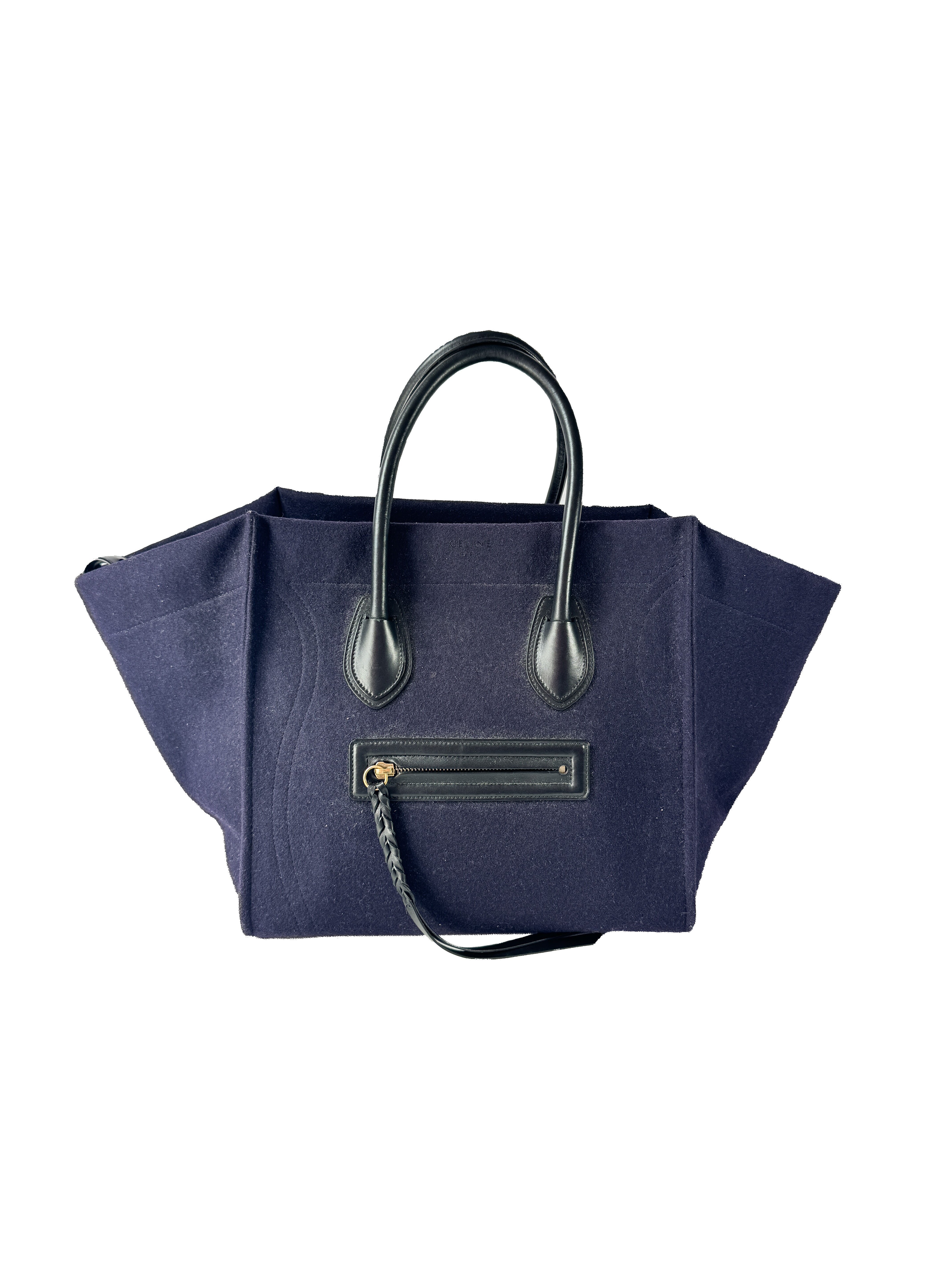 Celine navy wool Phantom tote F-LA-0154