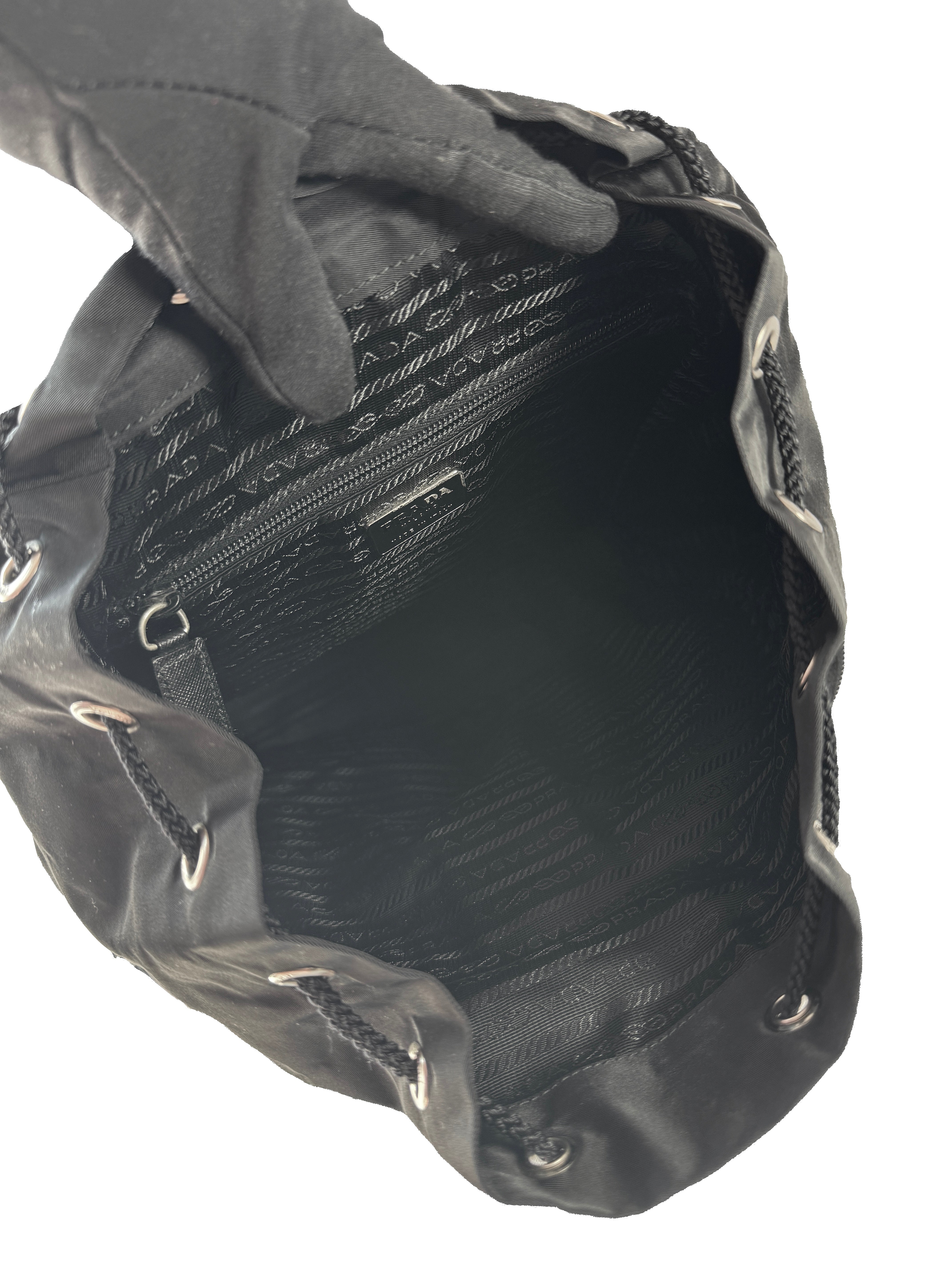 Prada Tessuto front pocket nylon black backpack 10