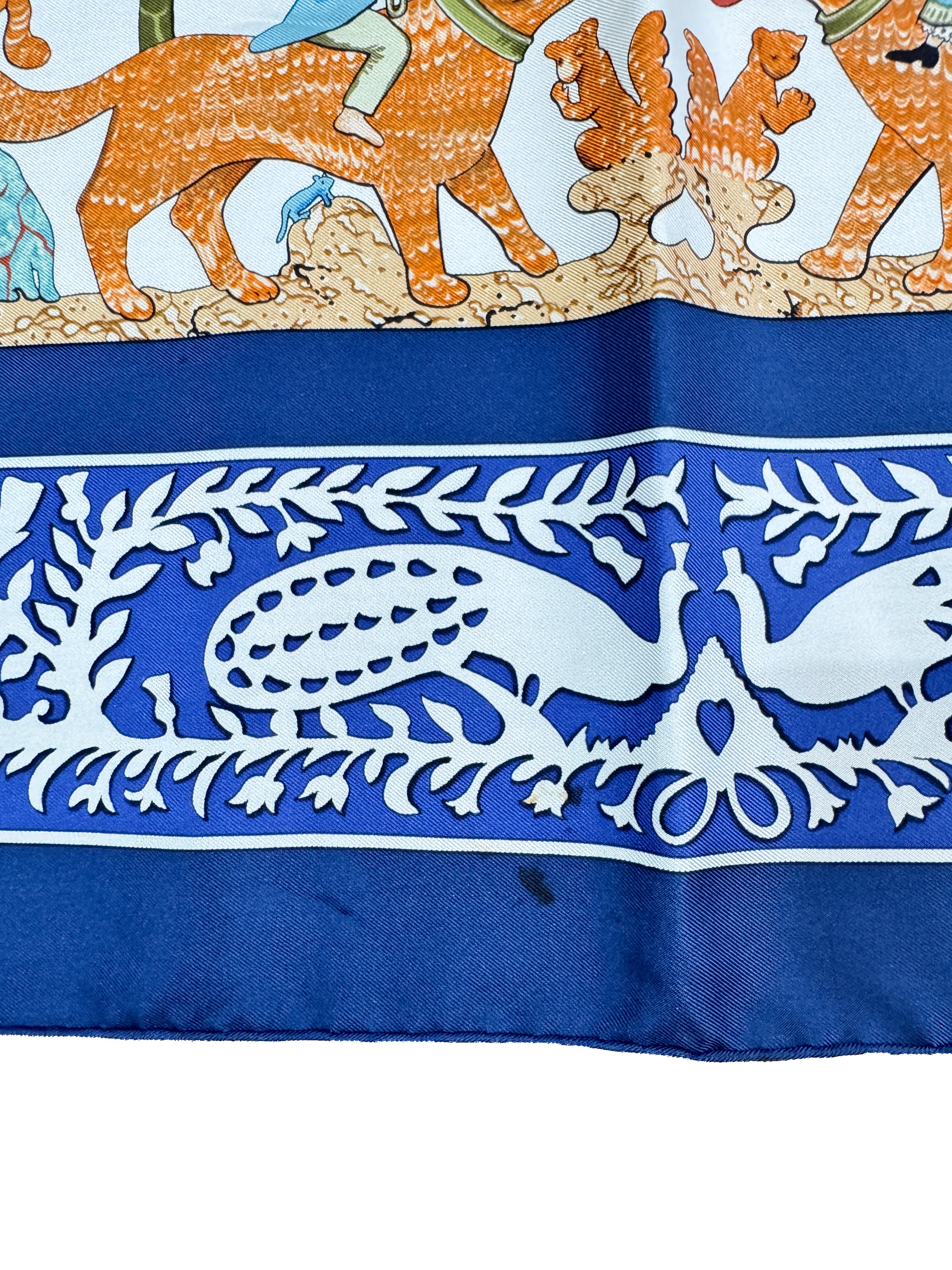 Hermès navy Early America 90cm silk scarf *as is*