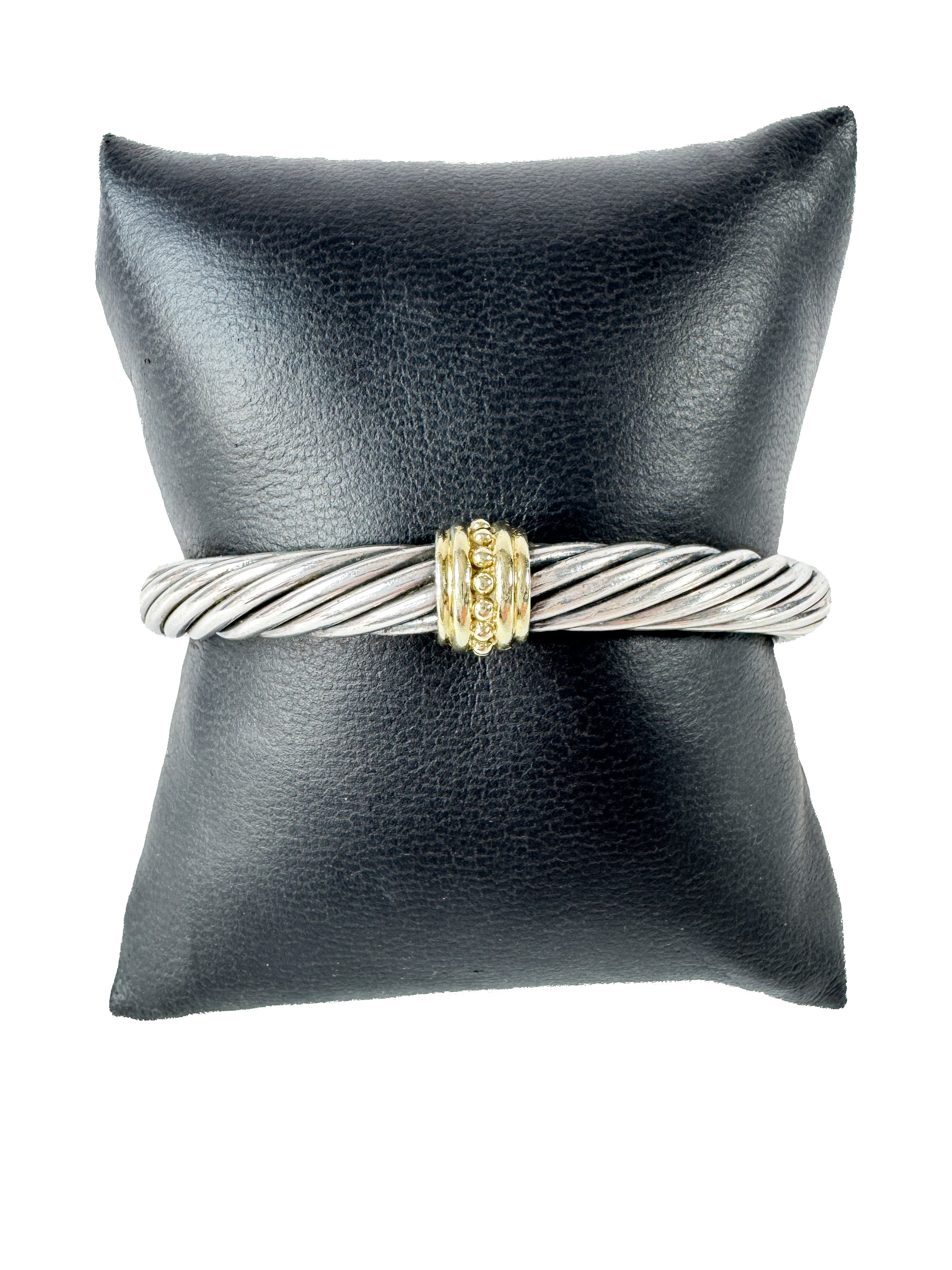 David Yurman 7MM sterling silver, gold station bracelet