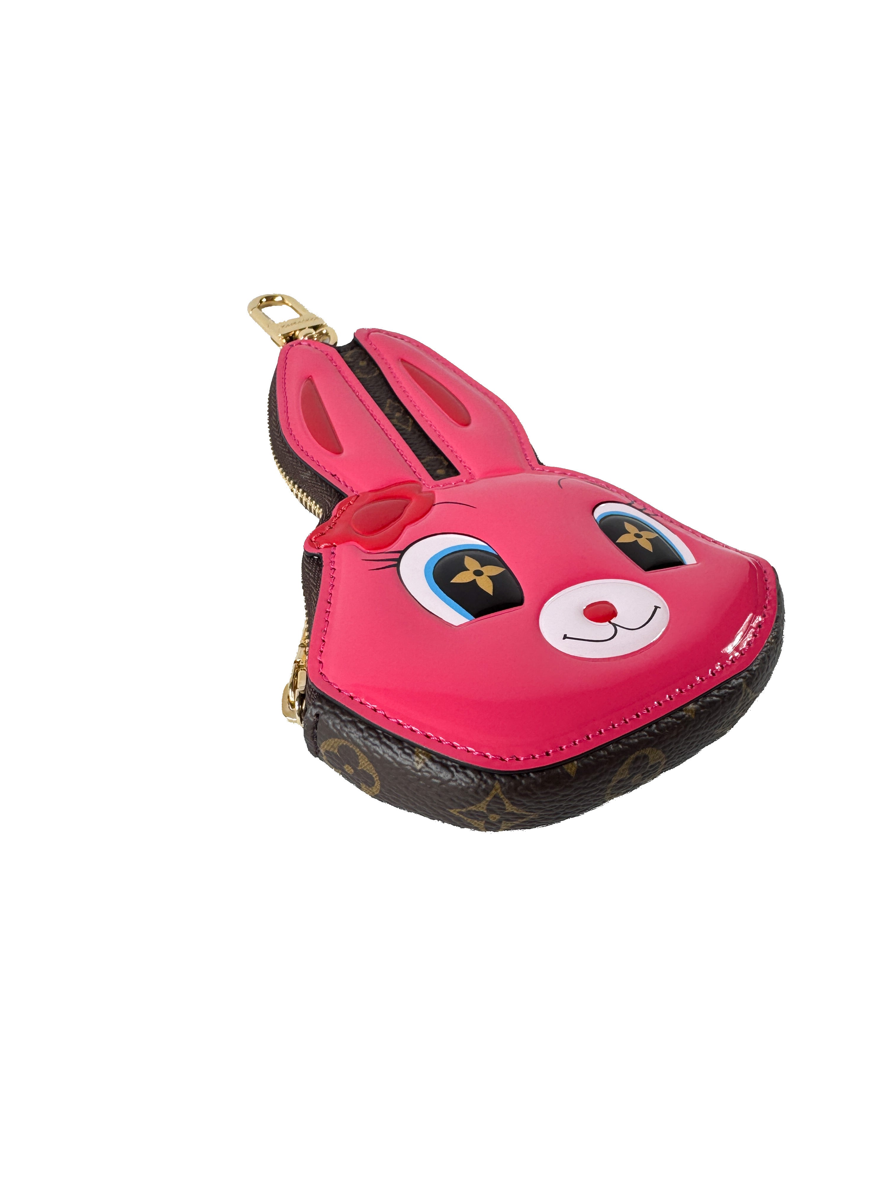 Louis Vuitton x Sun Yitian 2024 patent leather Animogram monogram rabbit keychain pouch (NFC)