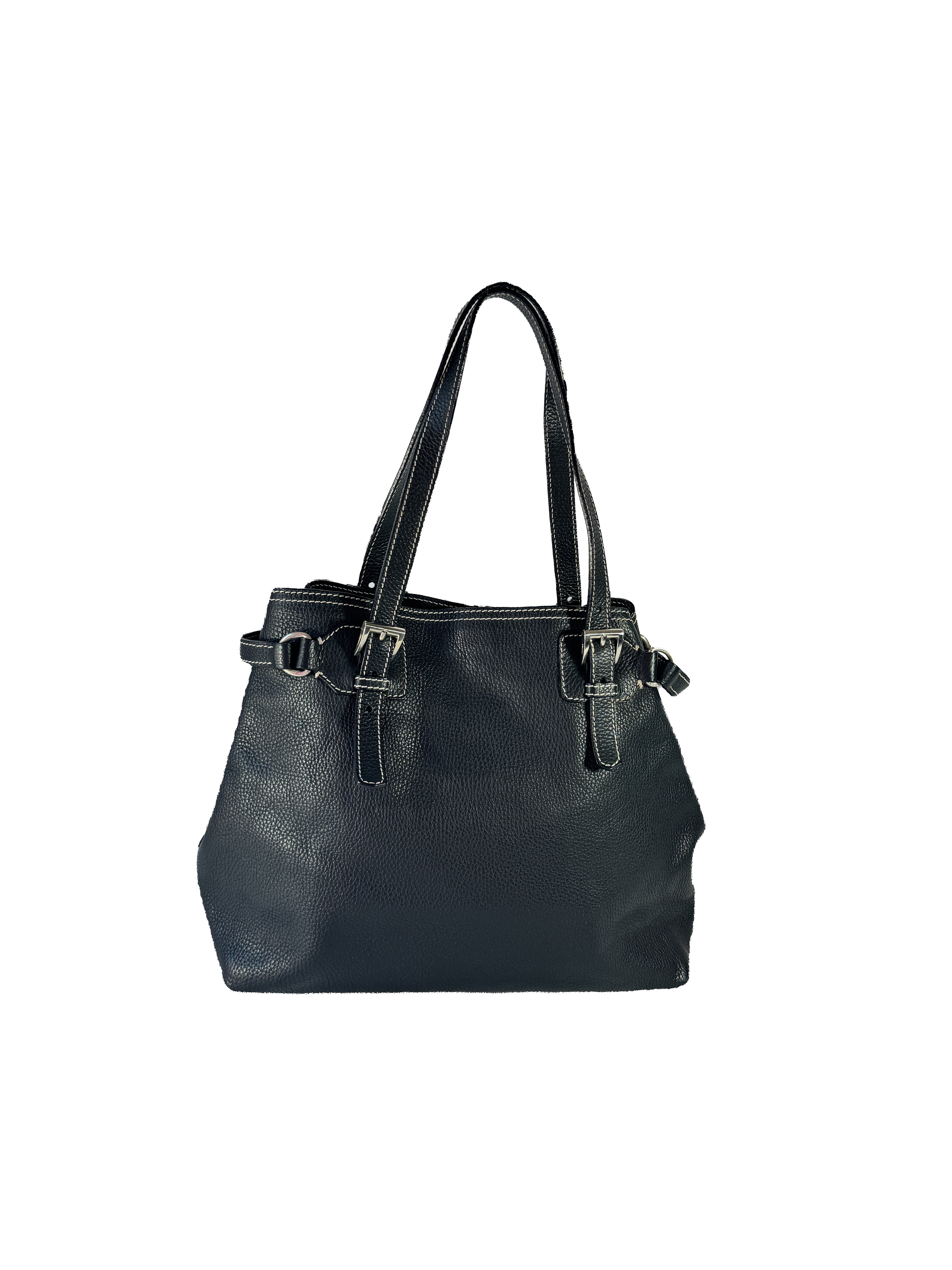 Prada black pebbled leather shoulder bag 6