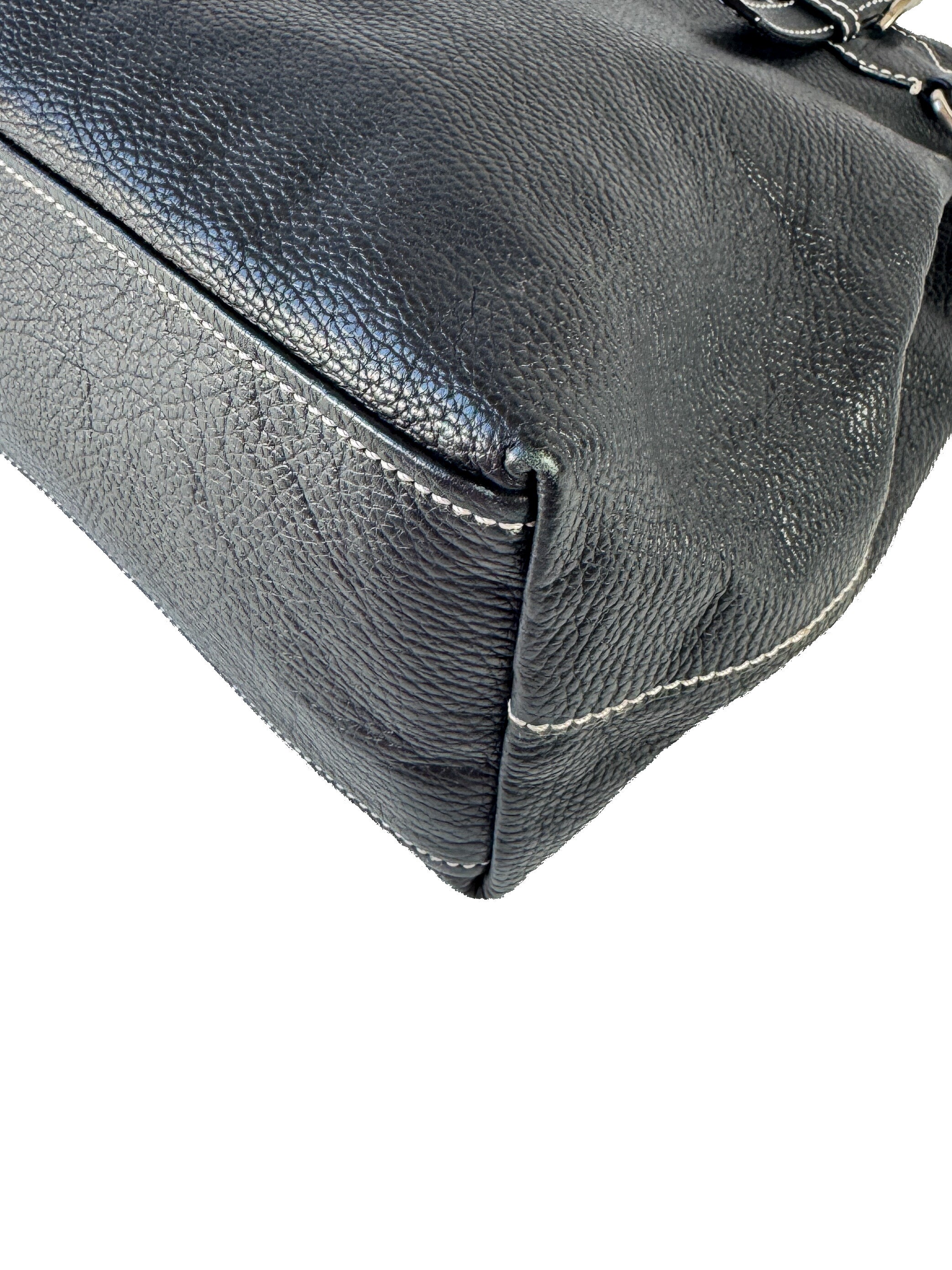 Prada black pebbled leather shoulder bag 6