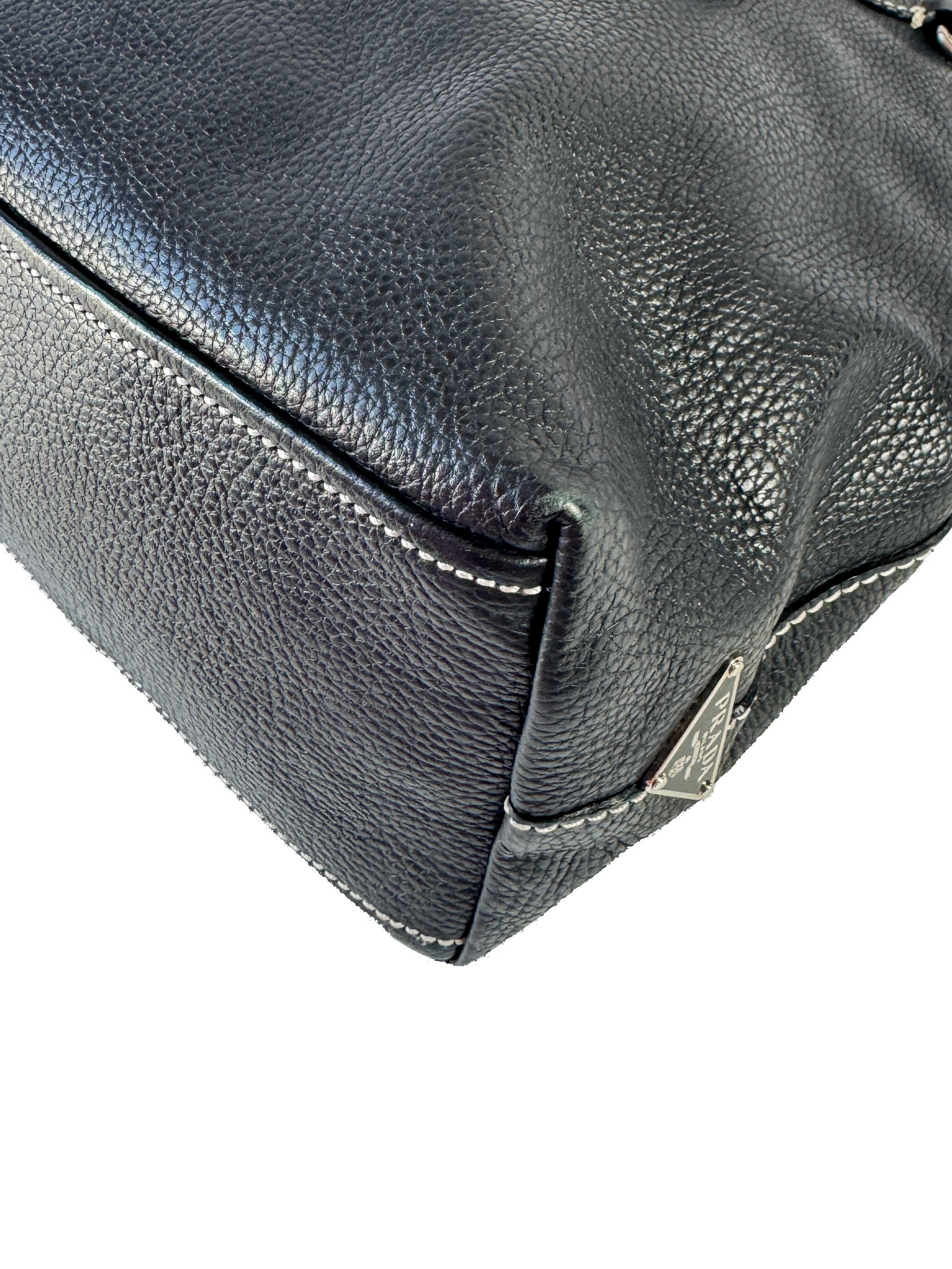 Prada black pebbled leather shoulder bag 6