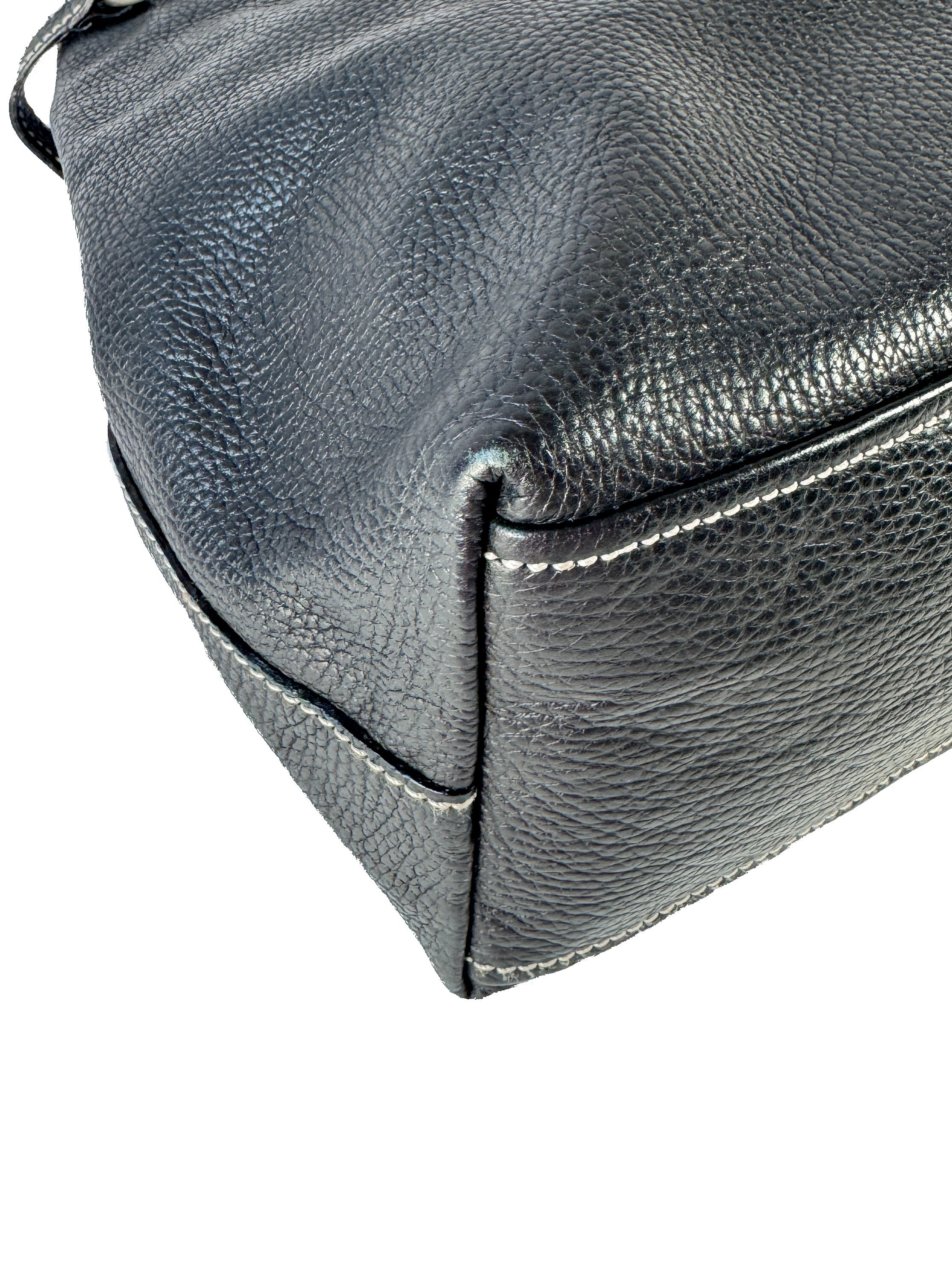 Prada black pebbled leather shoulder bag 6
