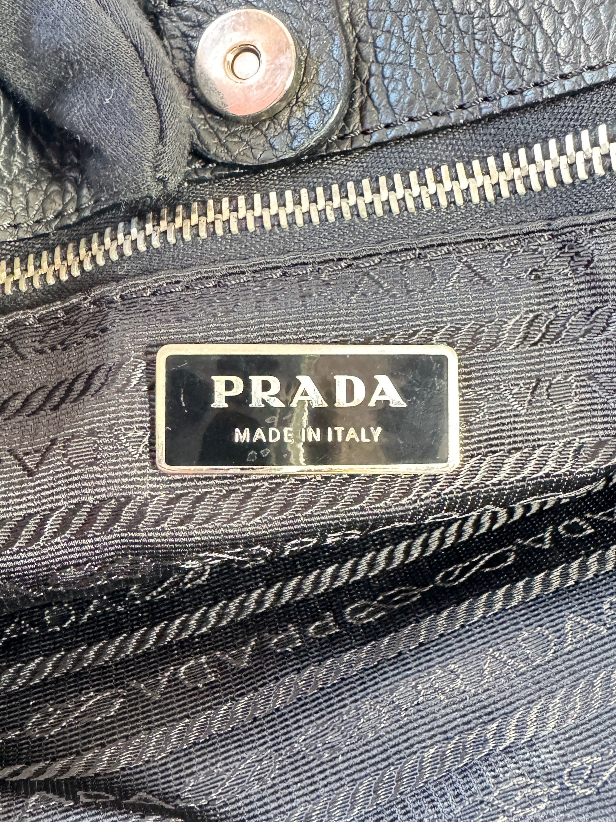 Prada black pebbled leather shoulder bag 6