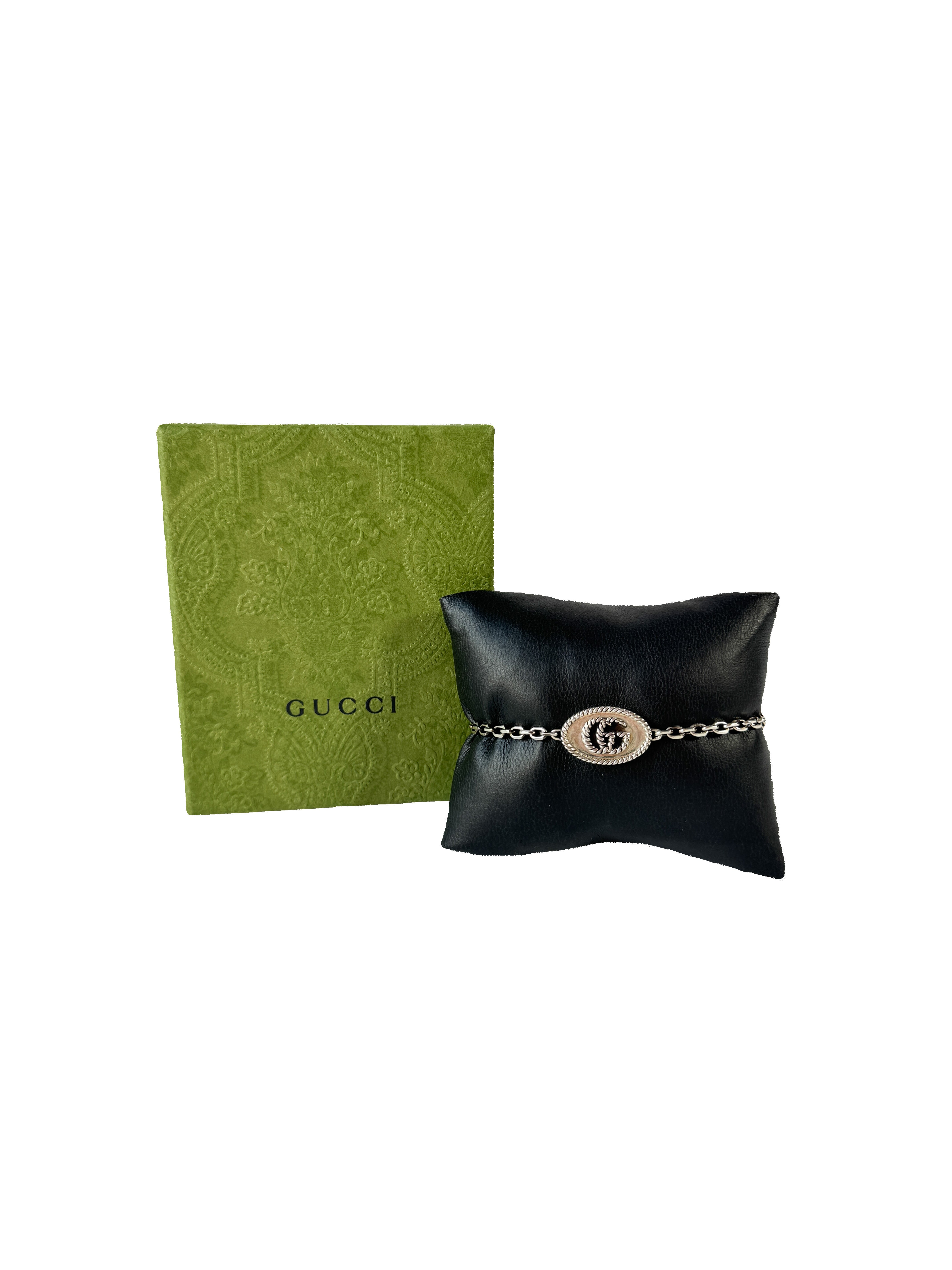 Gucci sterling silver torchon double G Marmont bracelet