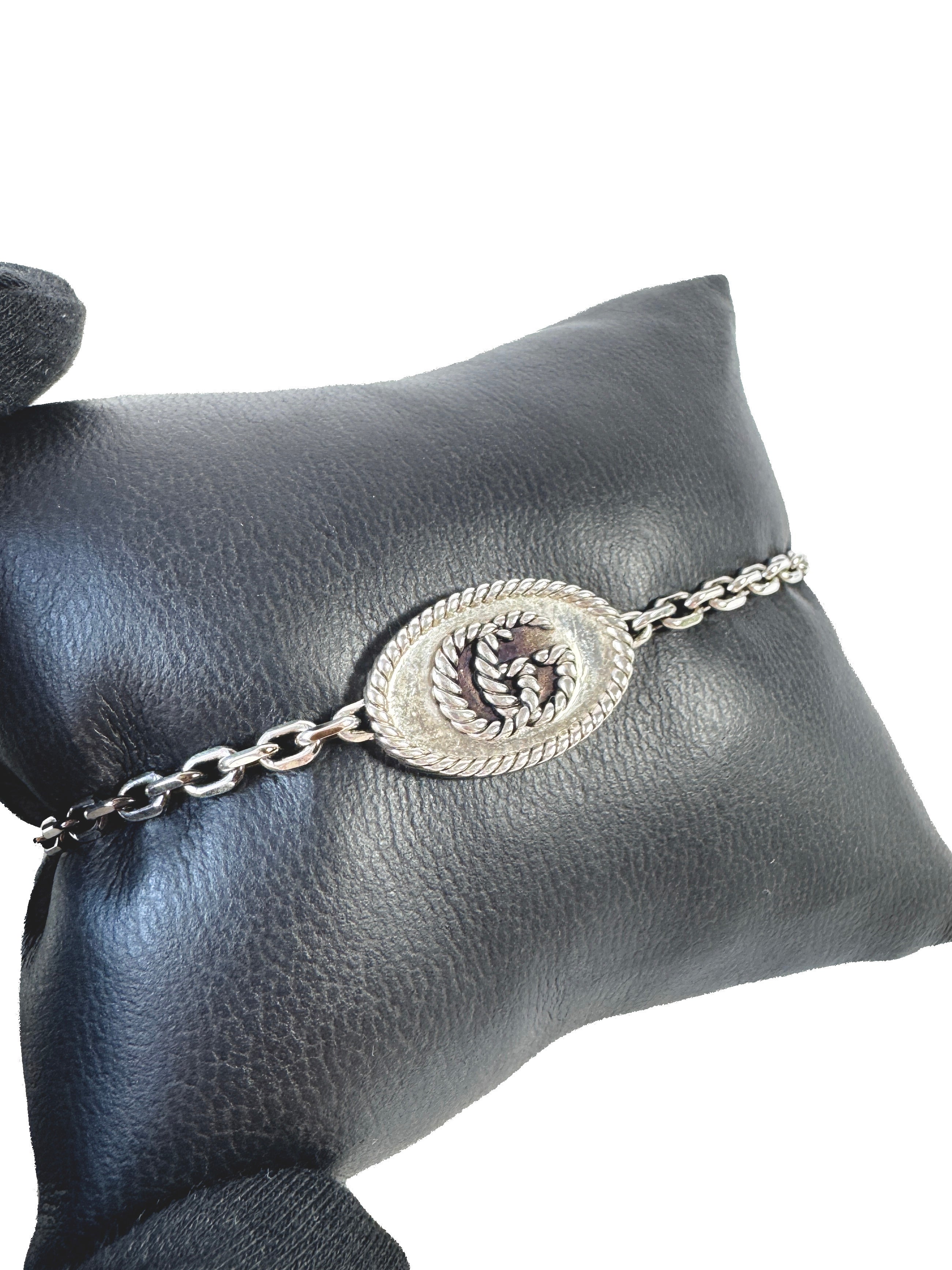 Gucci sterling silver torchon double G Marmont bracelet