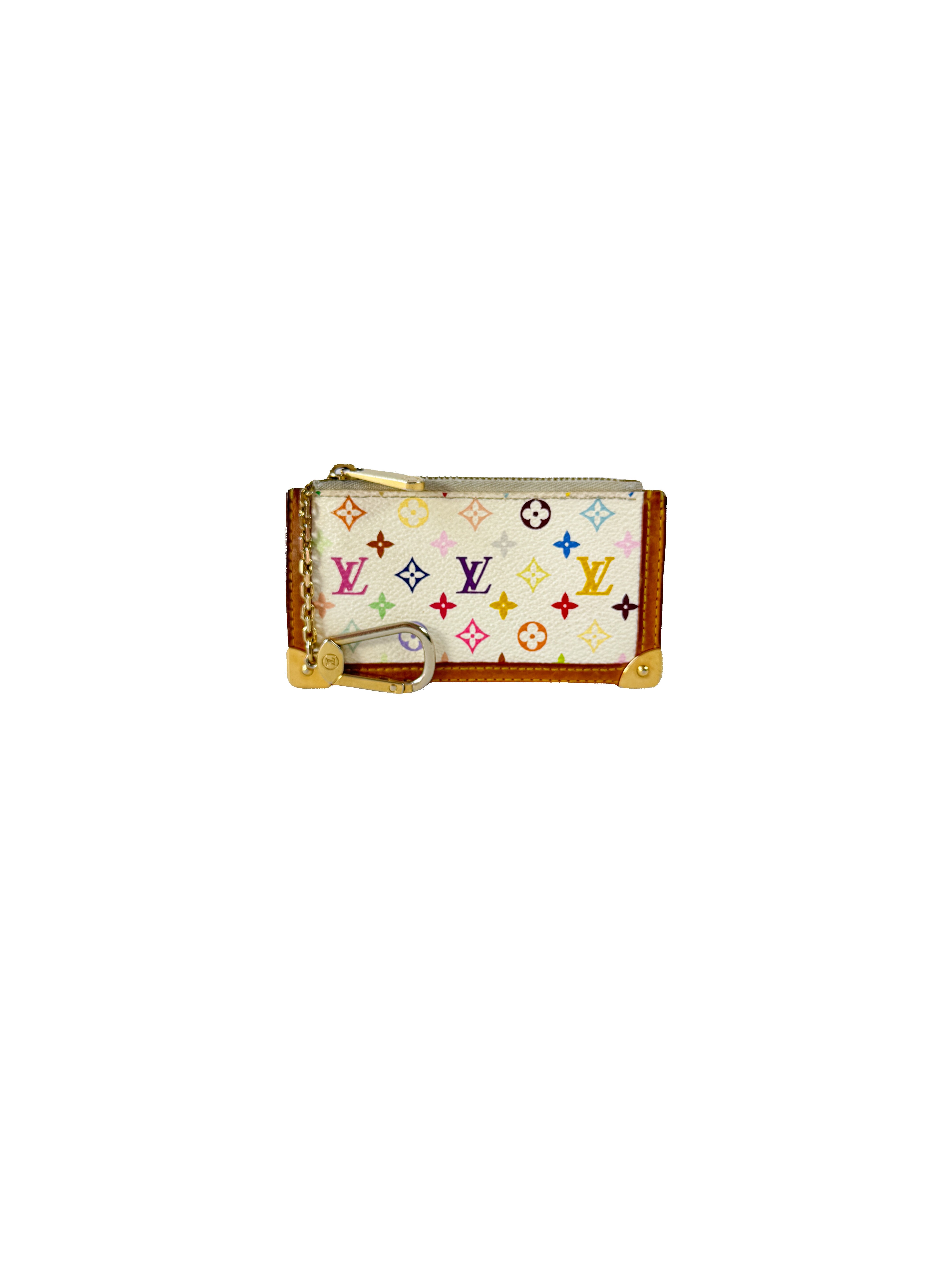 Louis Vuitton monogram white multicolor Murakami Takashi key pouch CA0043