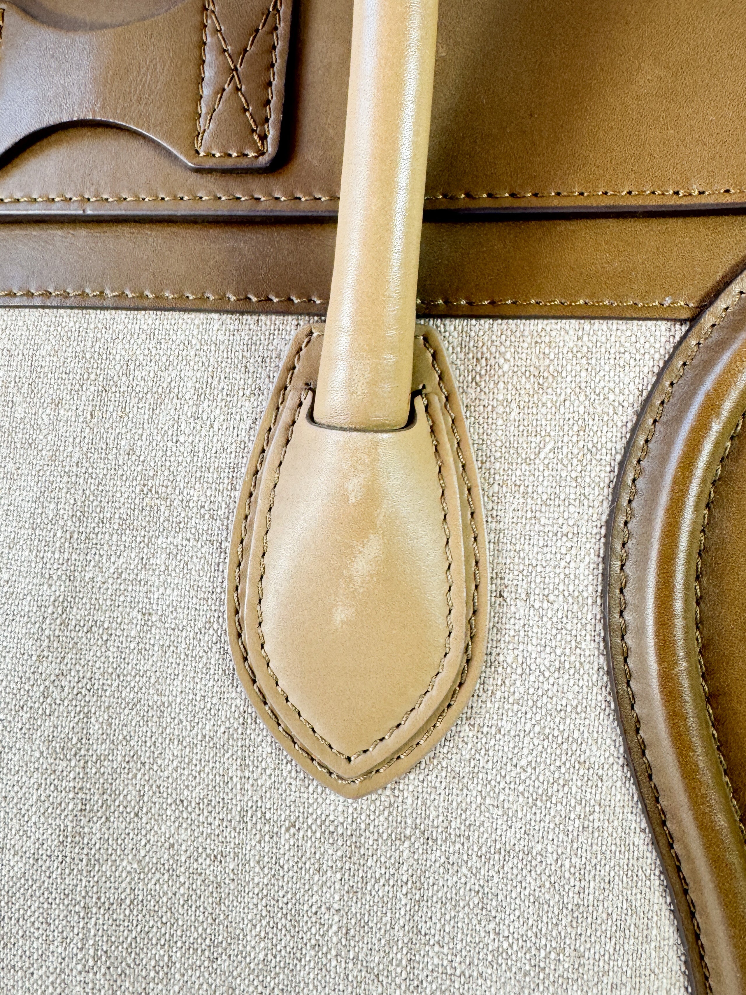 Celine brown leather linen mini Luggage tote S-MM-0113