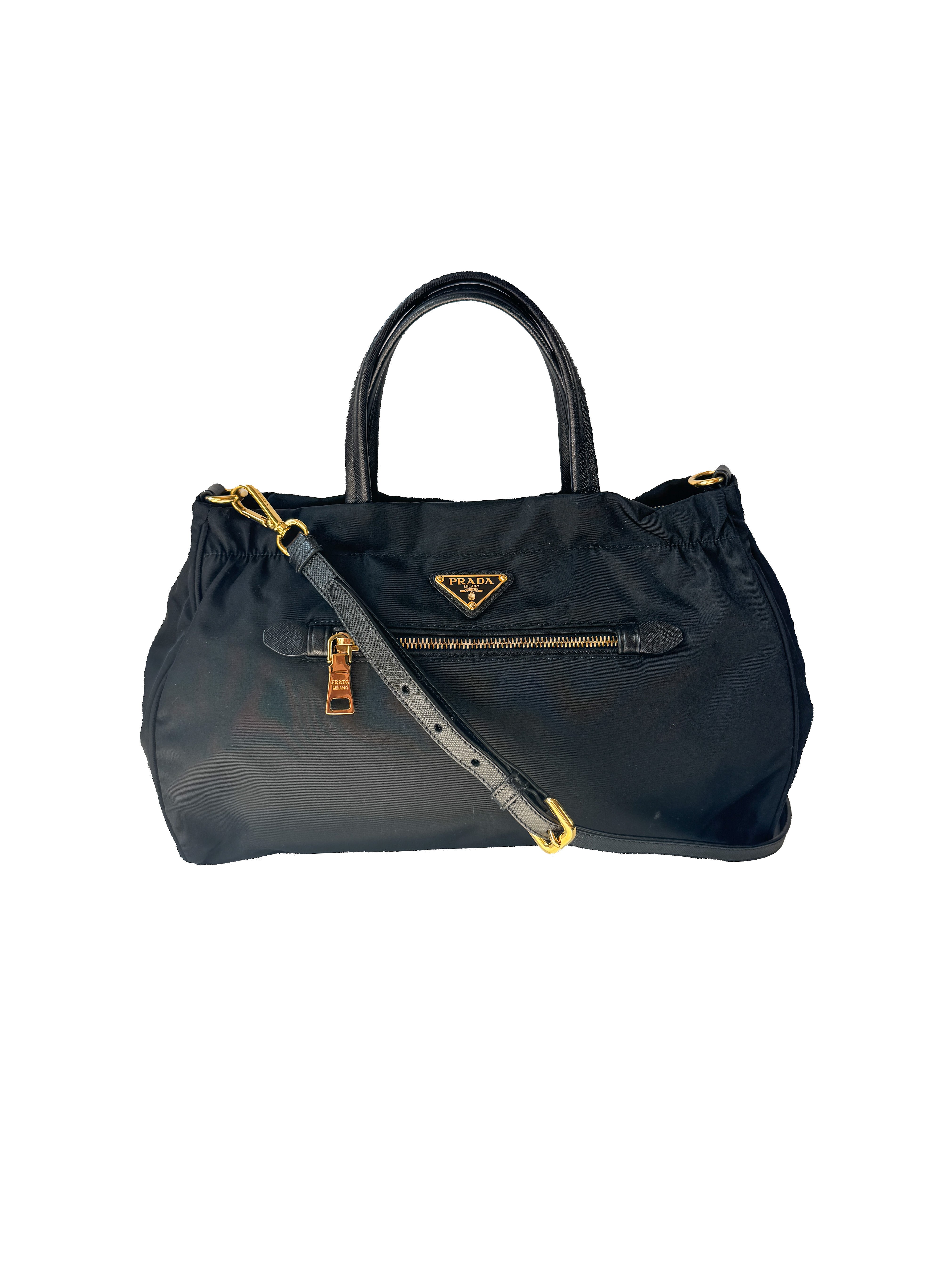 Prada Tessuto black nylon shopping tote 208