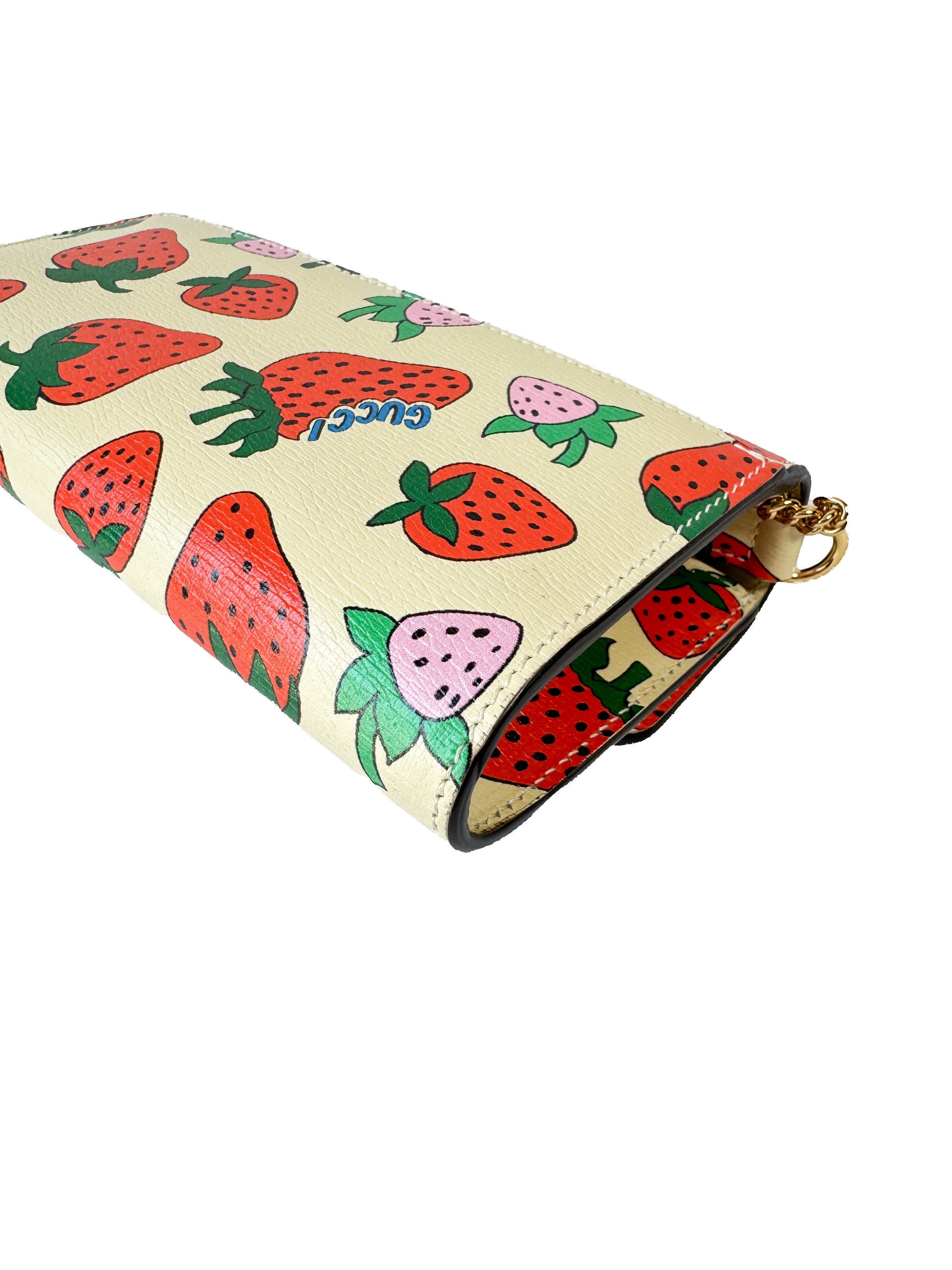 Gucci Calfskin Strawberry Print Mini Zumi Shoulder Bag 564718486628