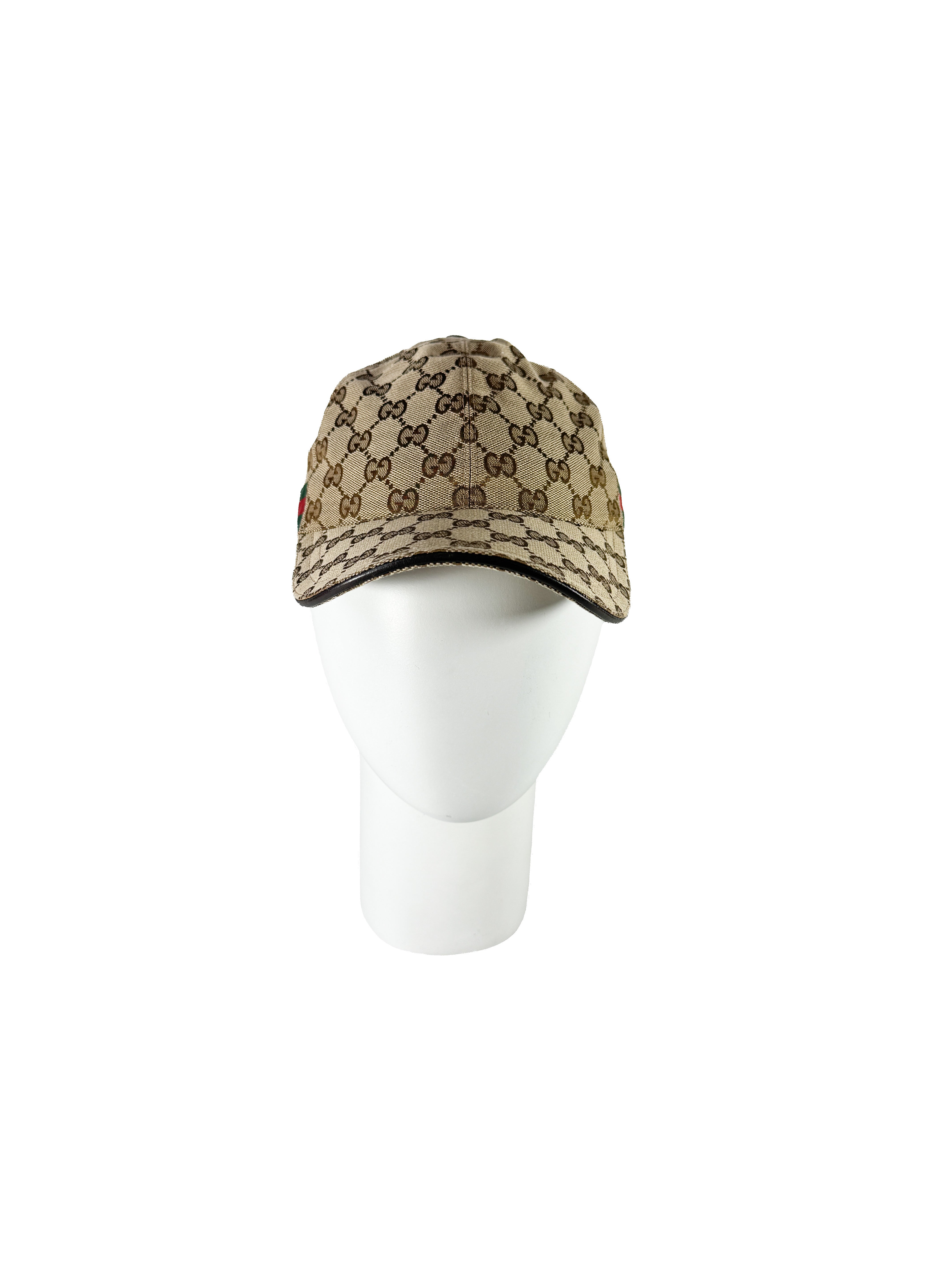 Gucci brown GG canvas monogram web baseball hat size