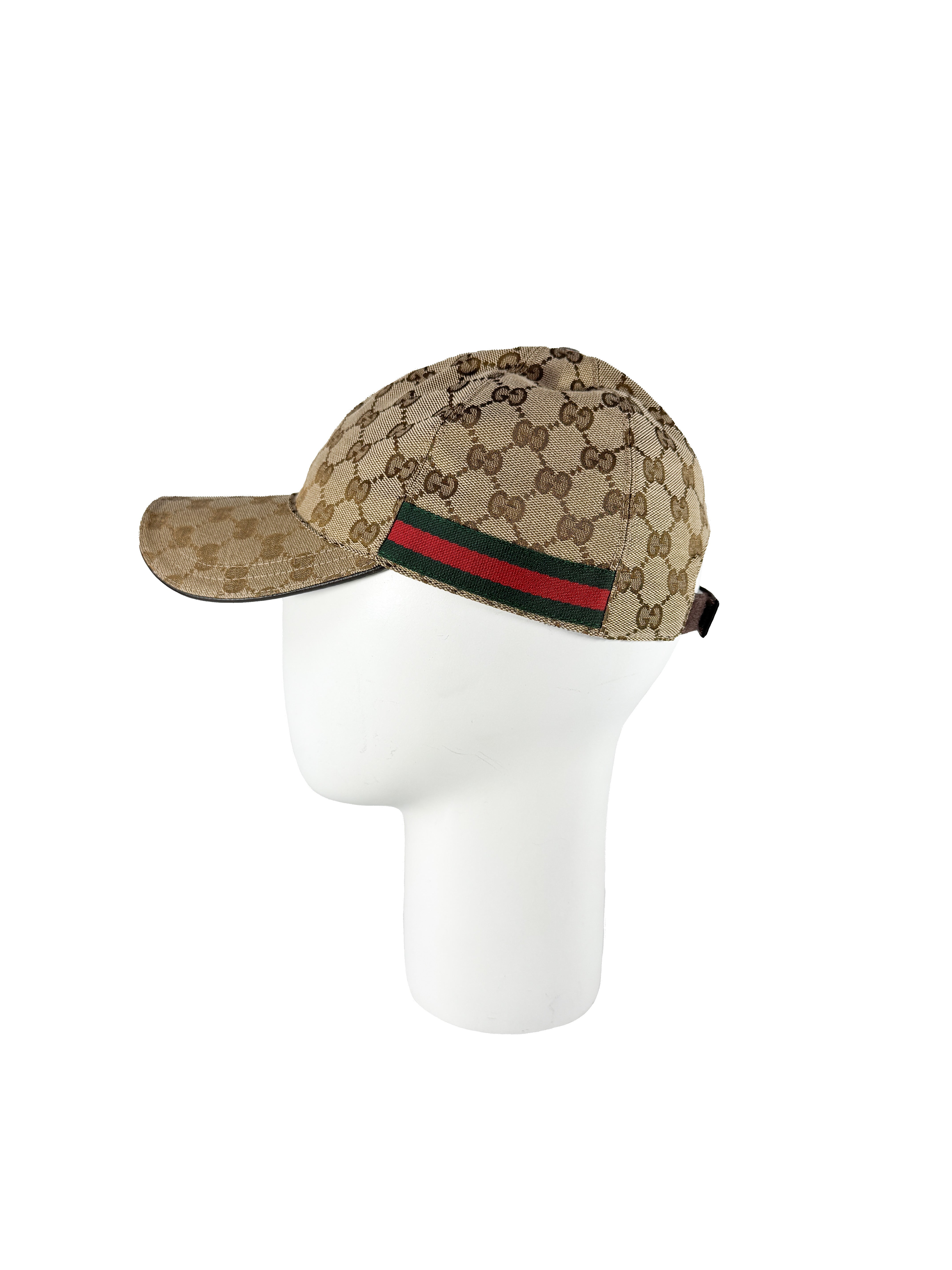 Gucci brown GG canvas monogram web baseball hat size