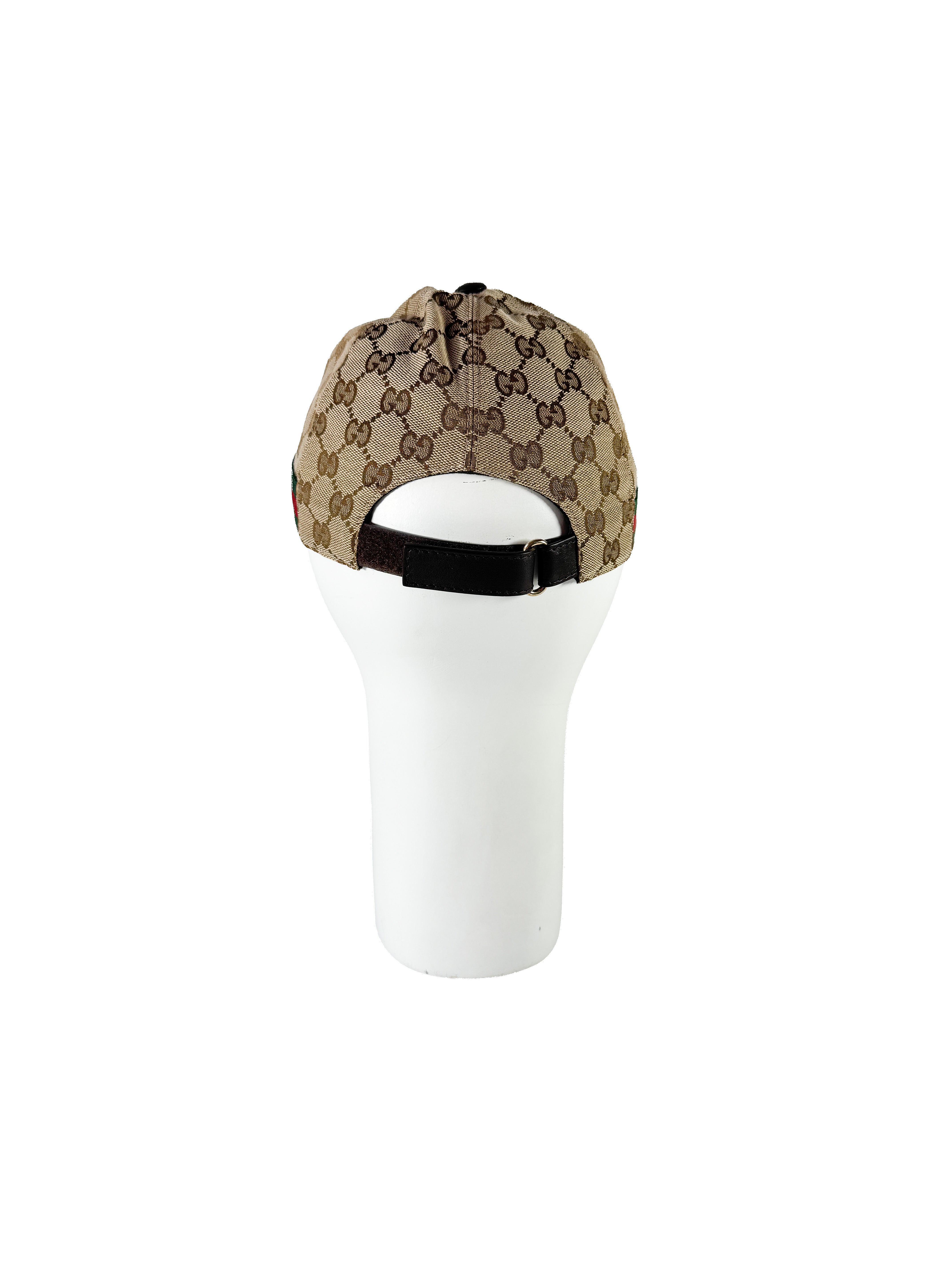 Gucci brown GG canvas monogram web baseball hat size