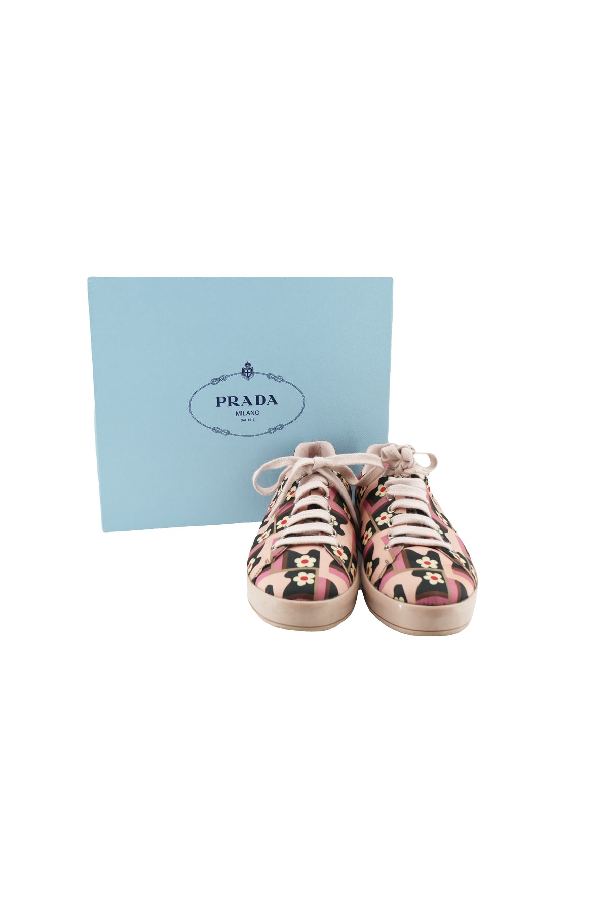 Prada pink floral print sneakers size 39