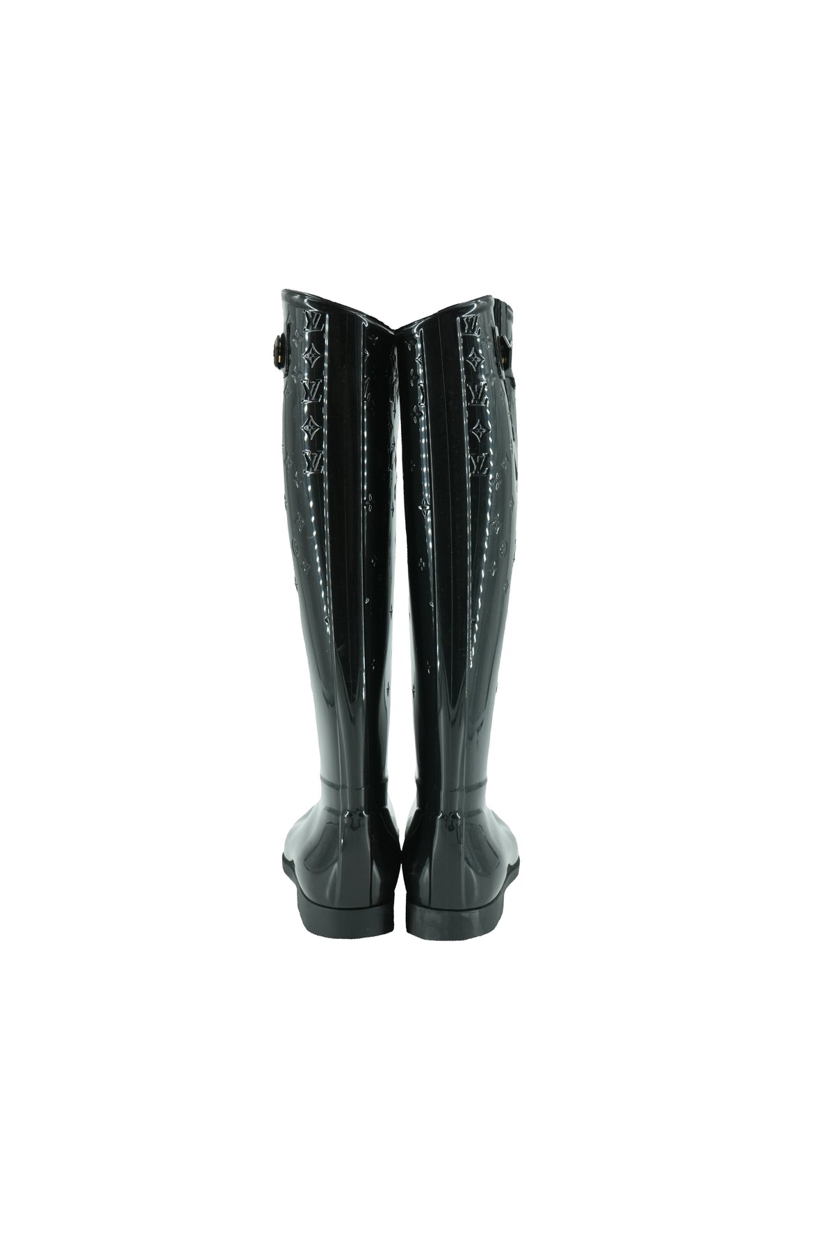 Louis Vuitton monogram black rain boots size 38