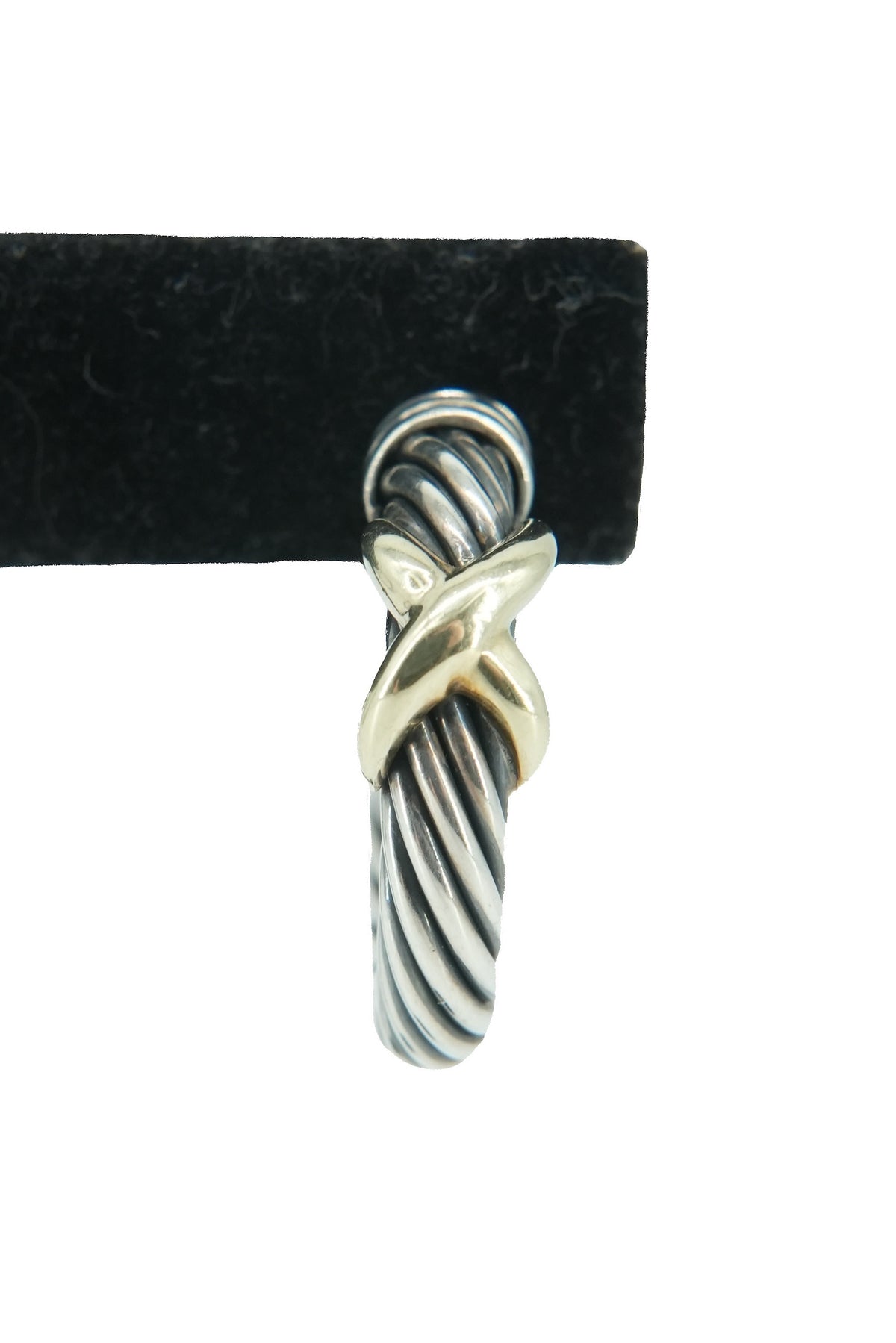 David Yurman sterling silver, gold sterling silver X hoop earrings
