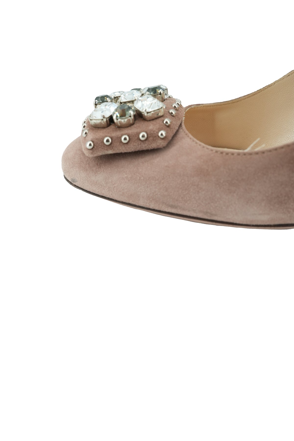 Prada blush pink suede rhinestone pumps size 38