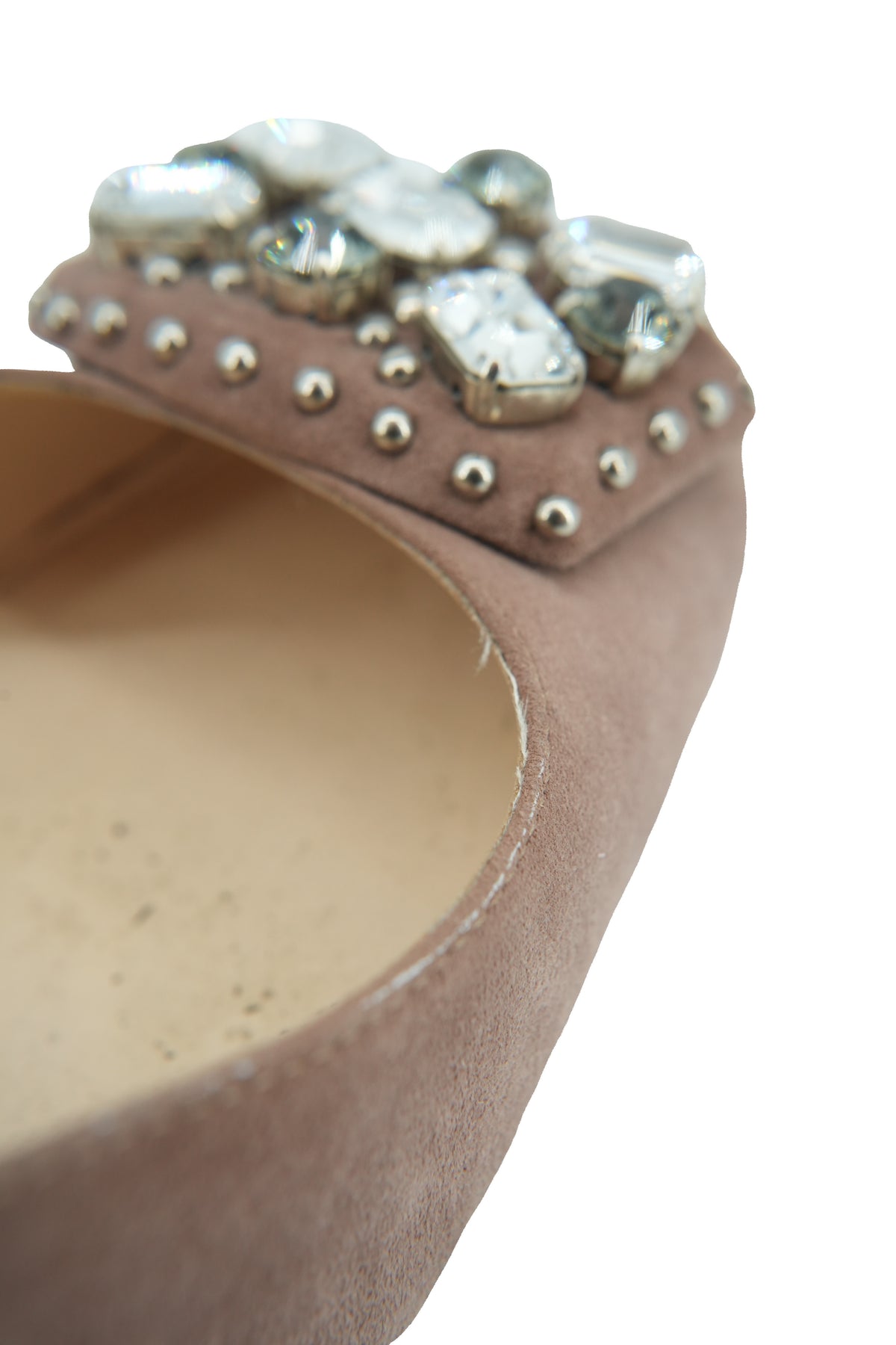Prada blush pink suede rhinestone pumps size 38