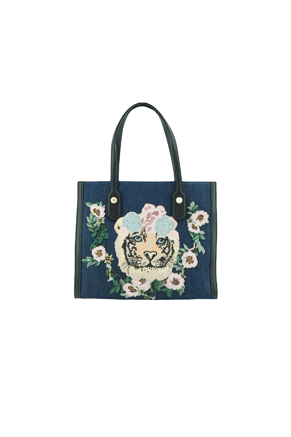 Gucci denim floral tiger tote 456545 204991