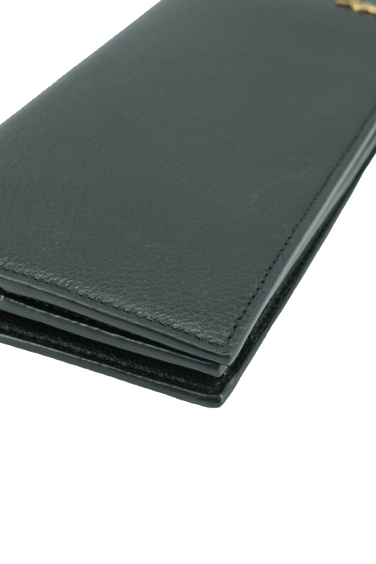 Saint Laurent black Tiny Cassandre flat wallet