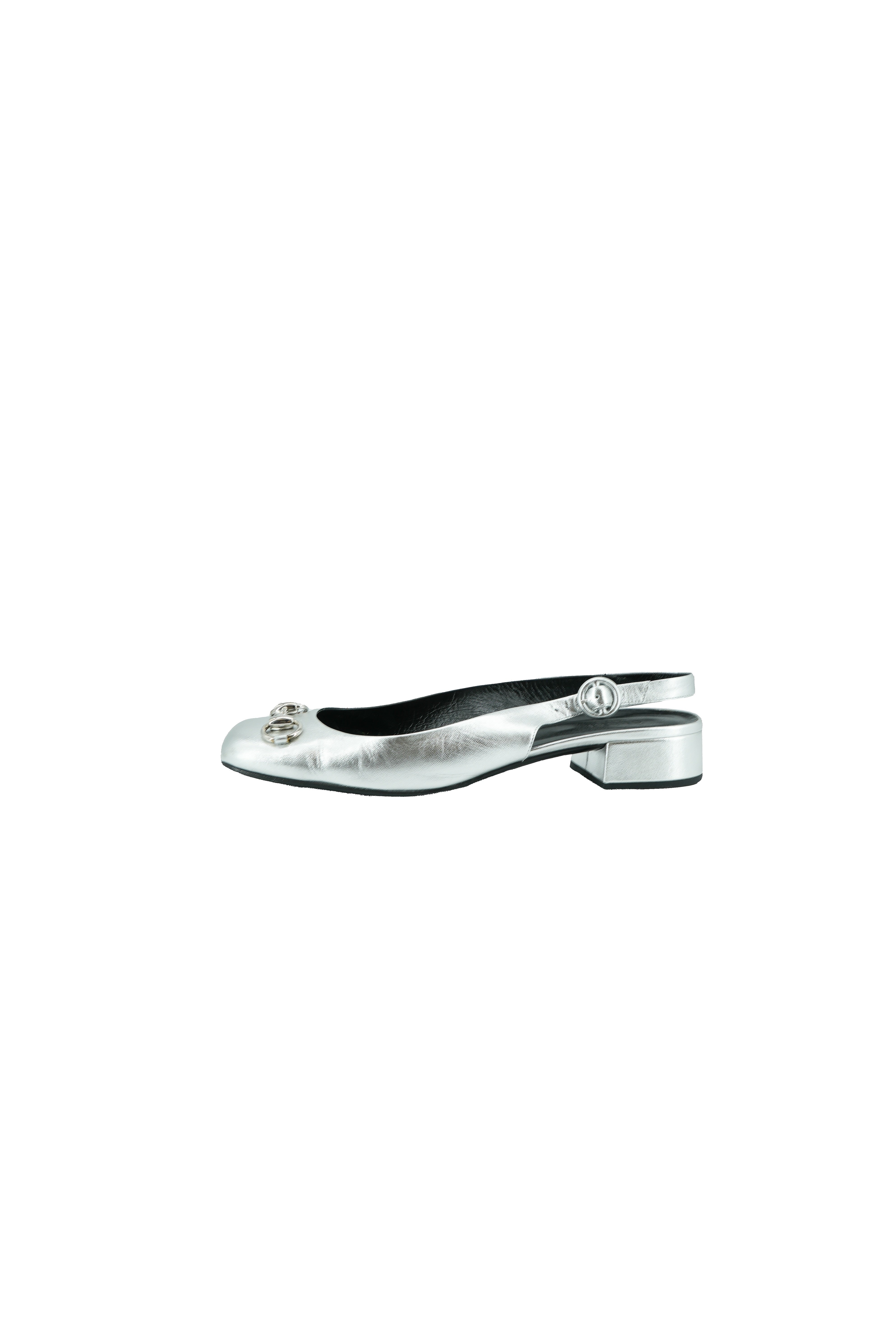 Gucci Horsebit silver metallic slingback flats size 40 BOX