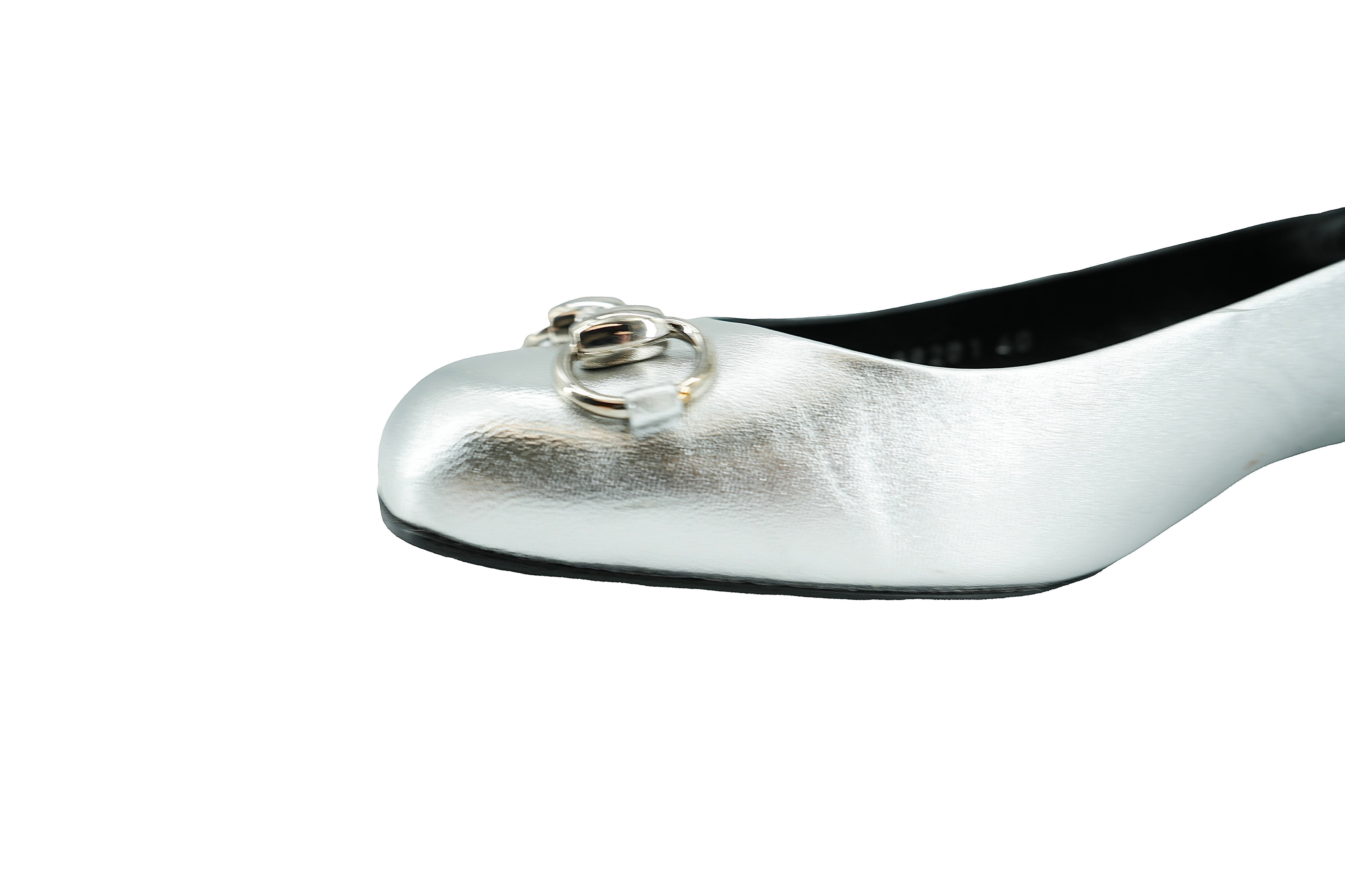 Gucci Horsebit silver metallic slingback flats size 40 BOX