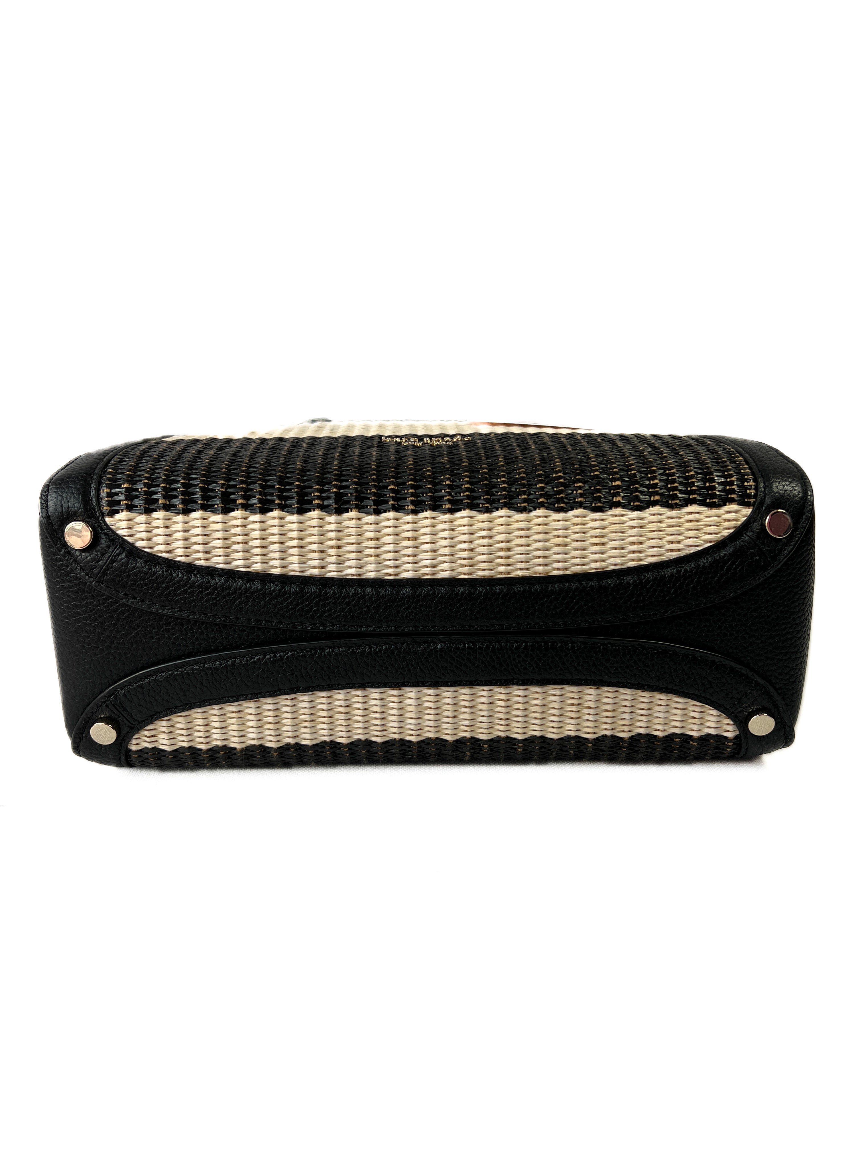 Kate Spade Knott striped straw medium satchel NWT