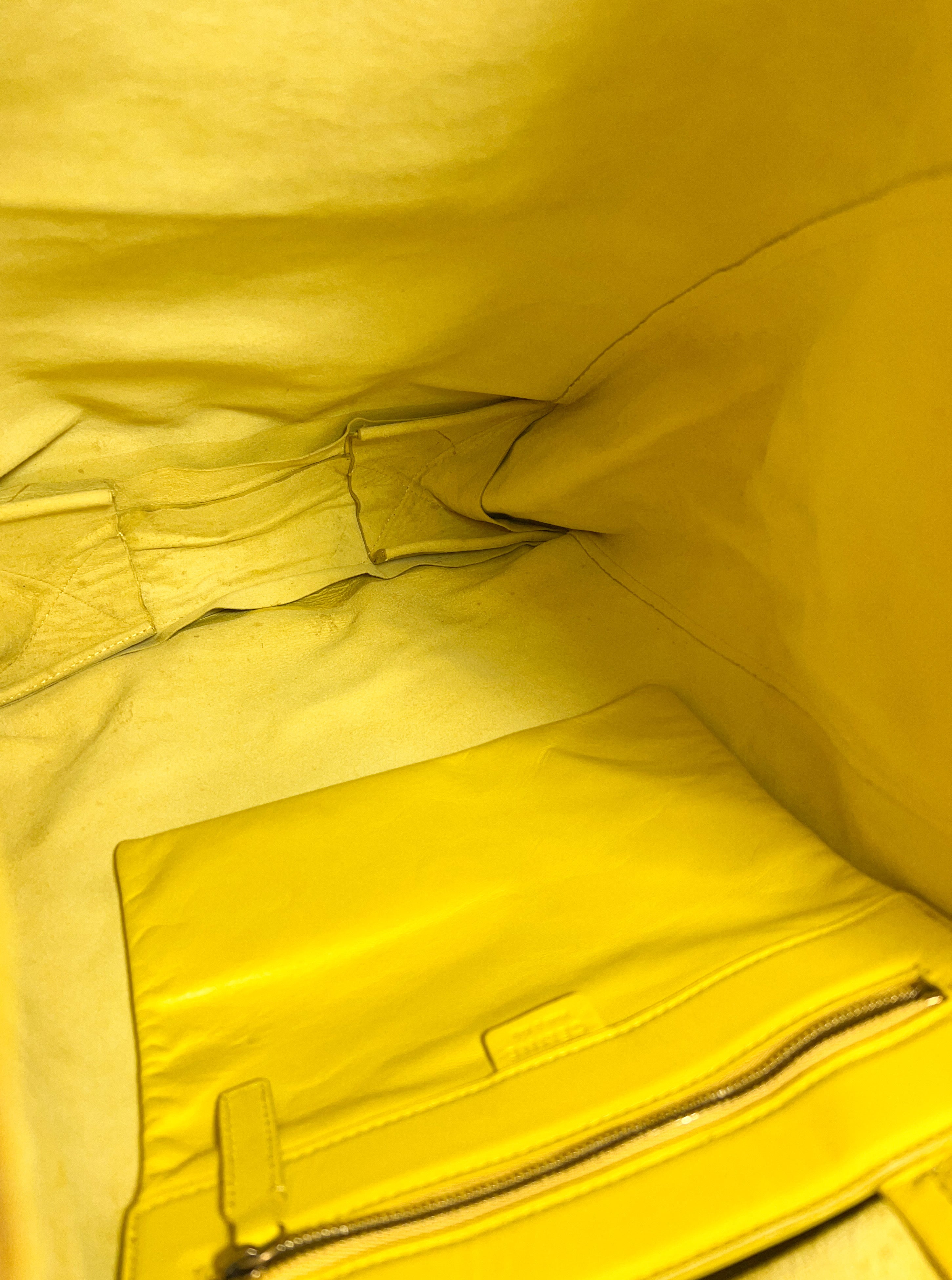 Celine yellow leather vertical Cabas tote