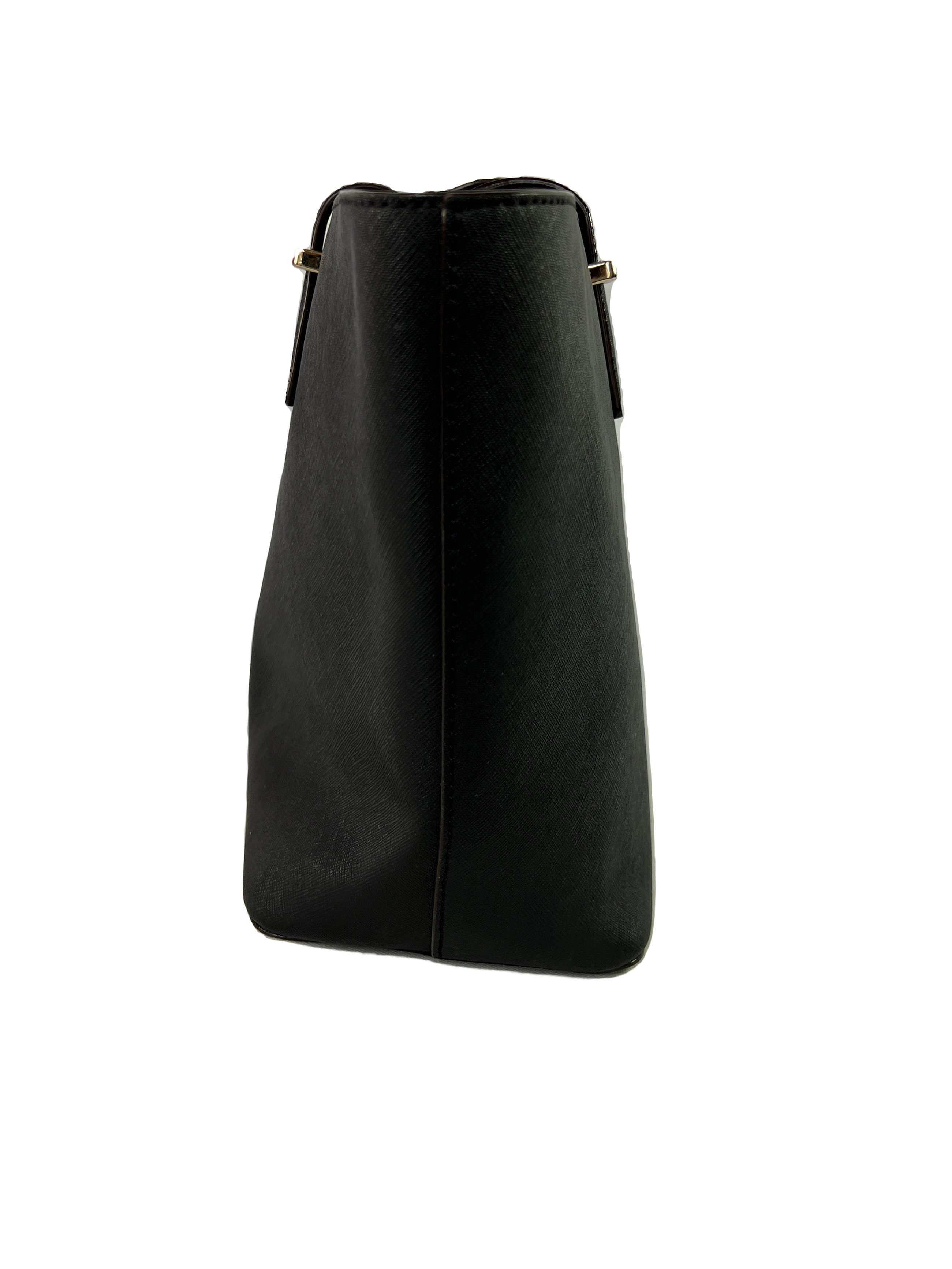 Kate Spade black leather zip top tote