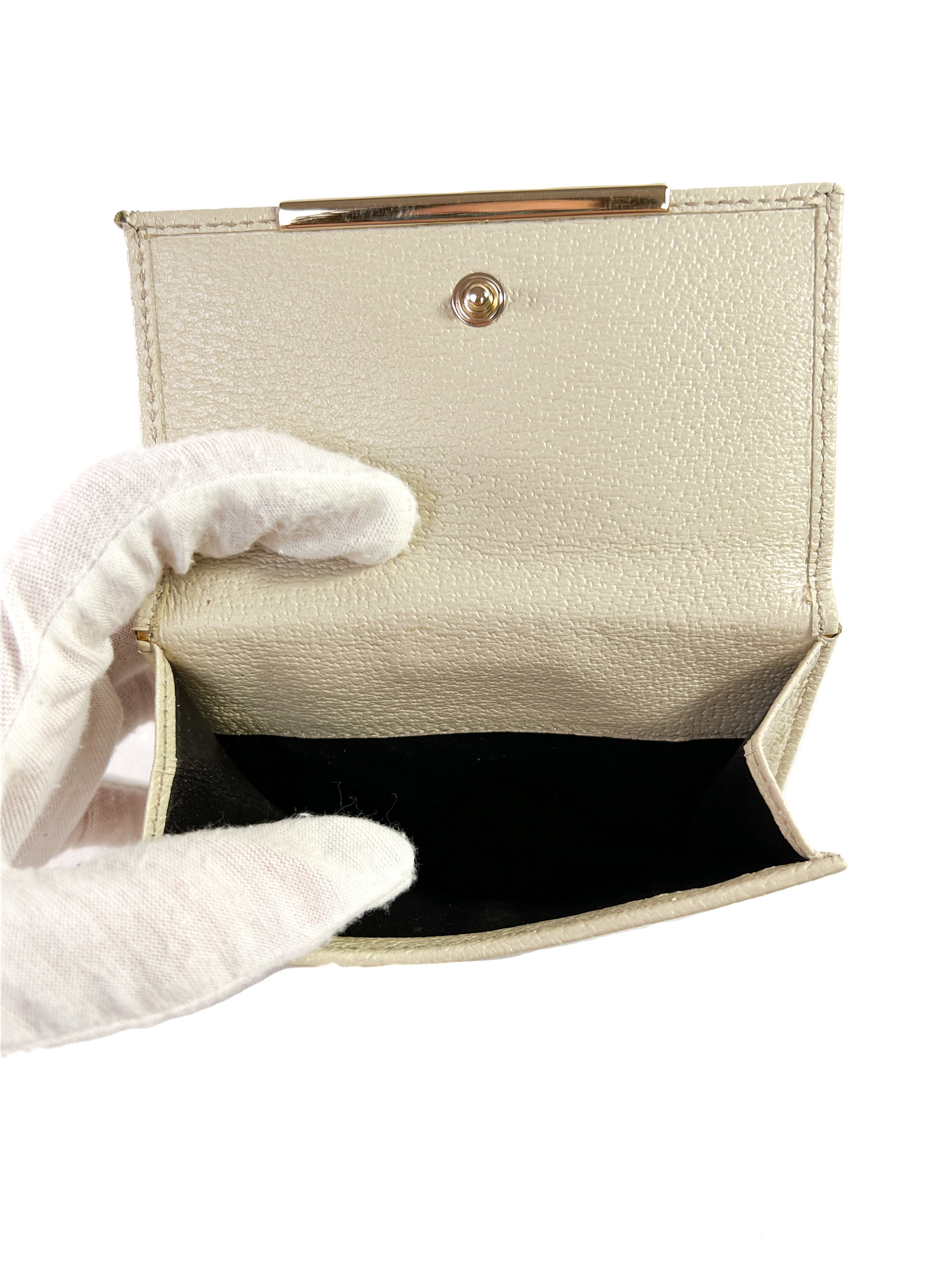 Gucci white & brown signature leather canvas wallet