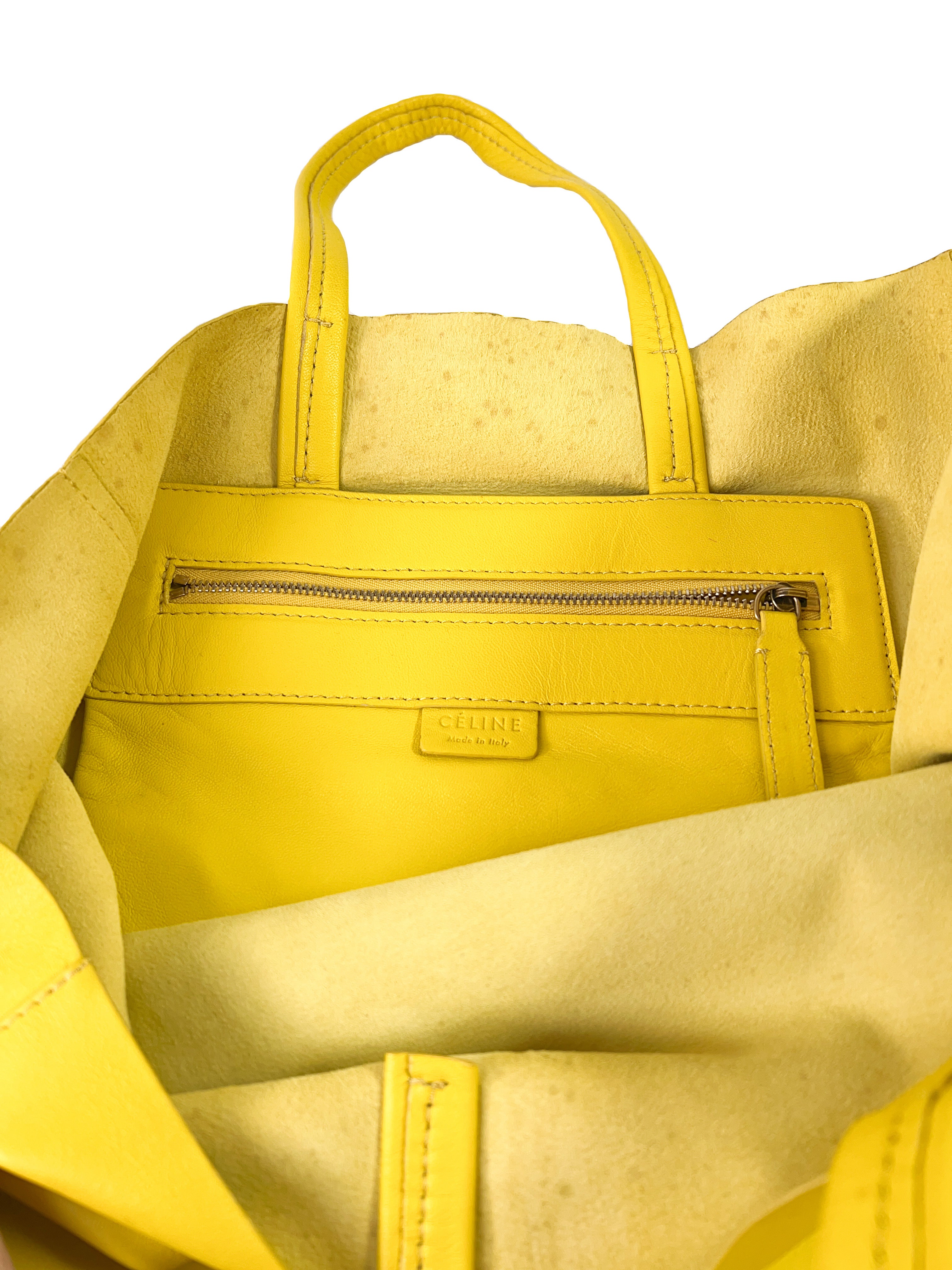 Celine yellow leather vertical Cabas tote