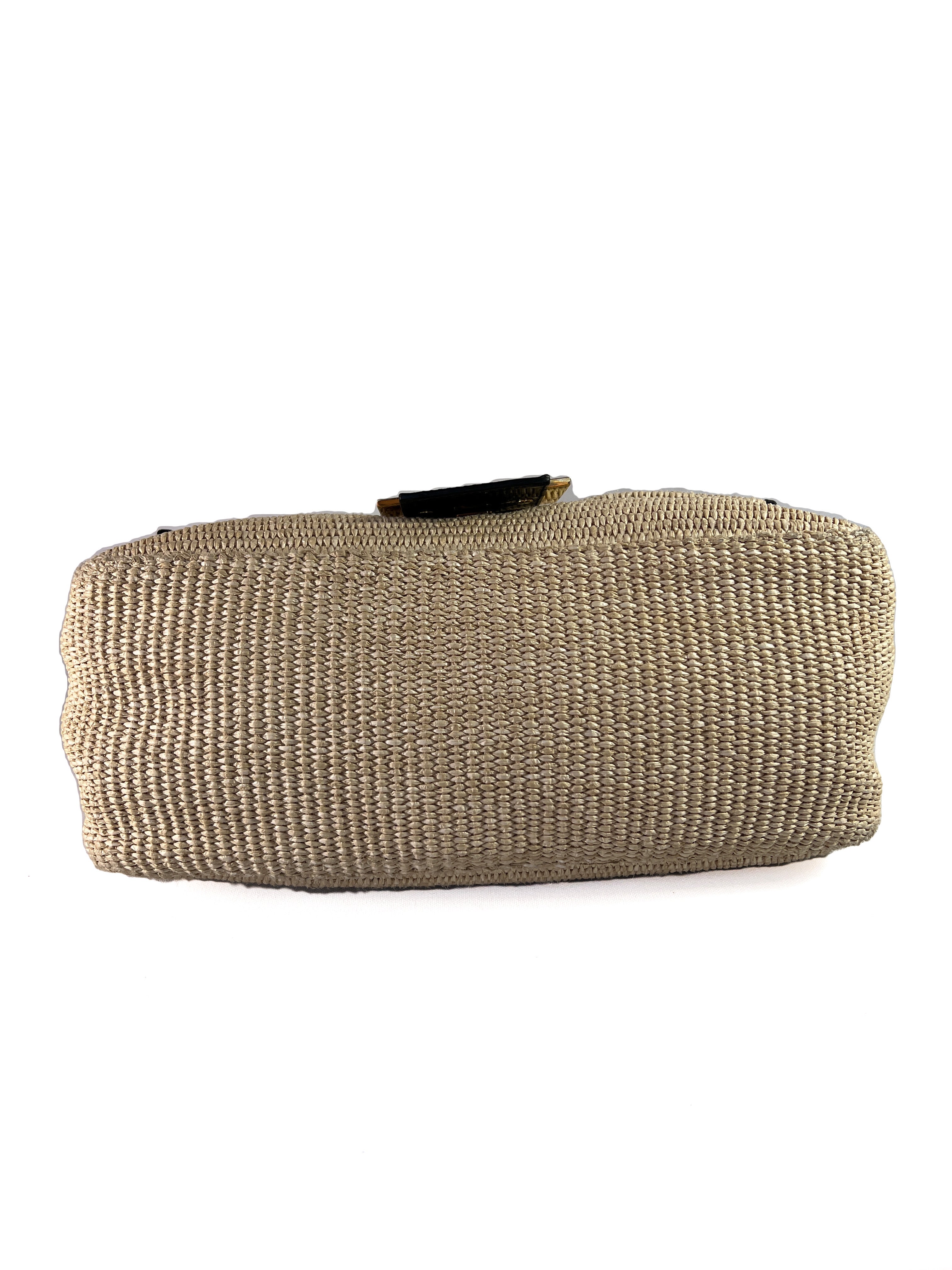 Fendi raffia & black patent mama forever shoulder bag