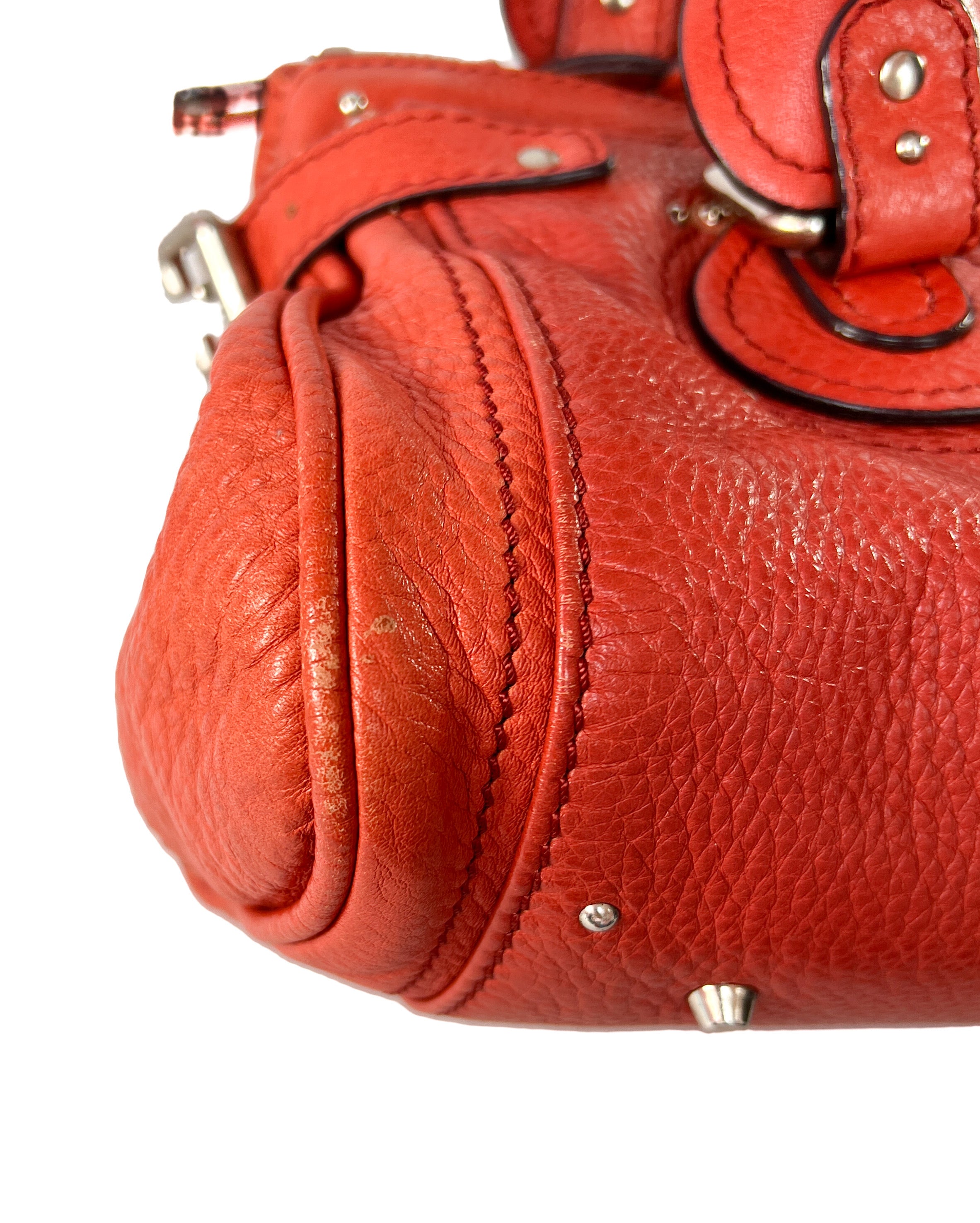 Chloe red orange leather paddington bag