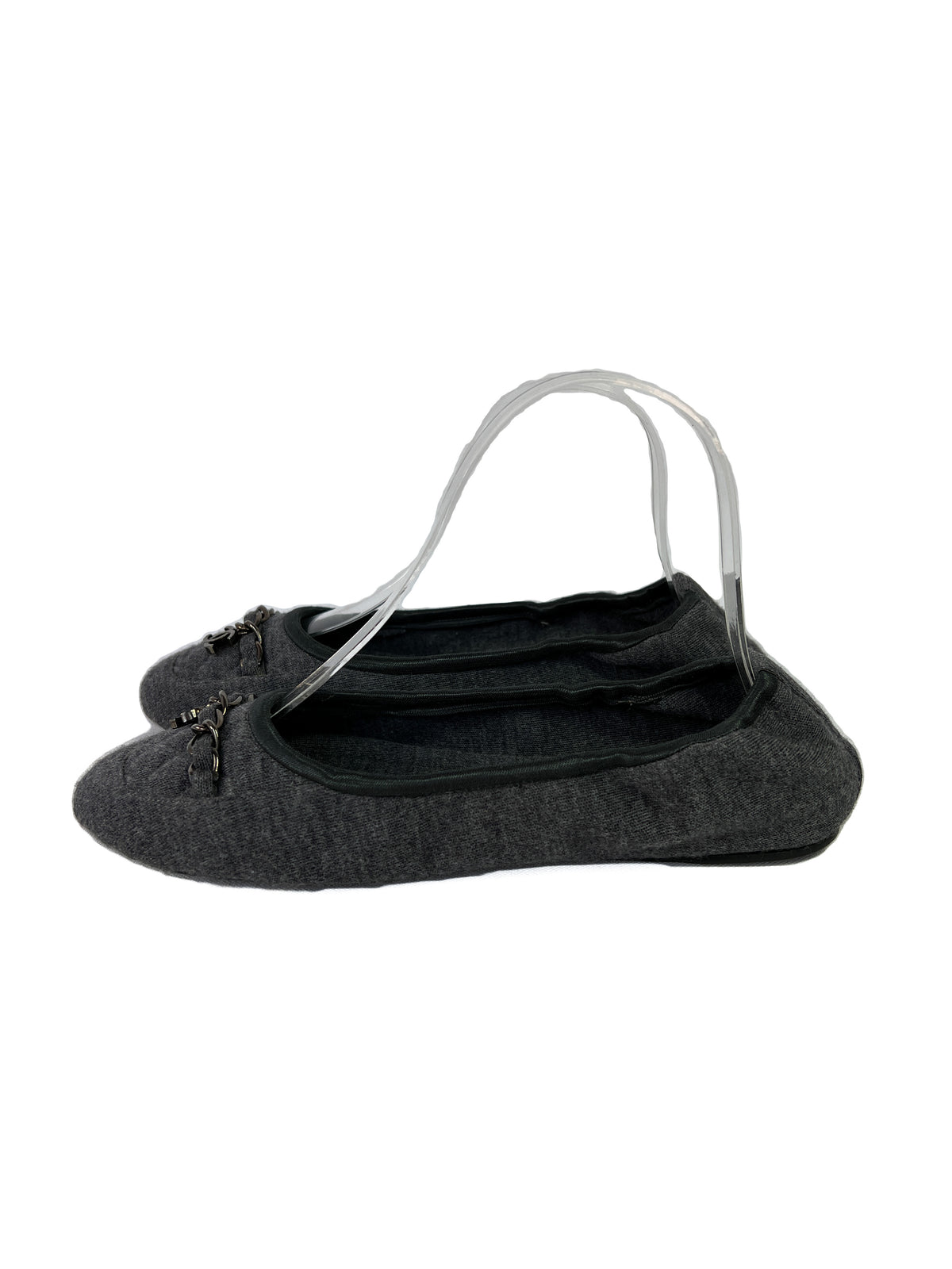 Chanel gray cloth flats size 38