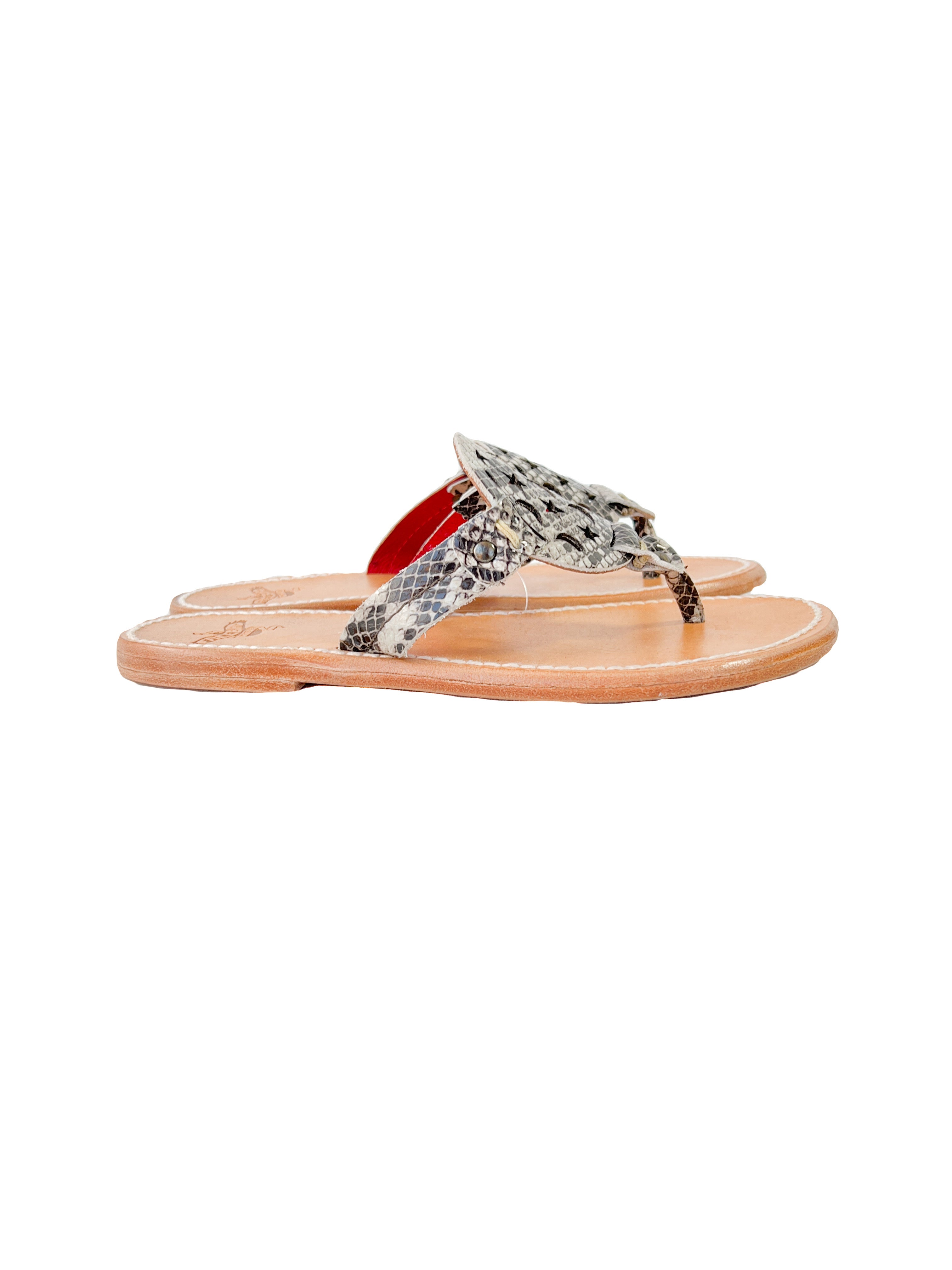 Freebird Vallarta snake print leather flip flops size 8 NEW