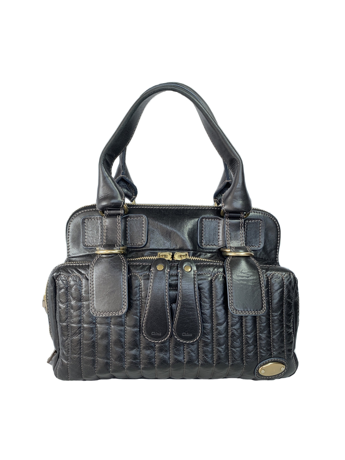 Chloé black leather Bay bag