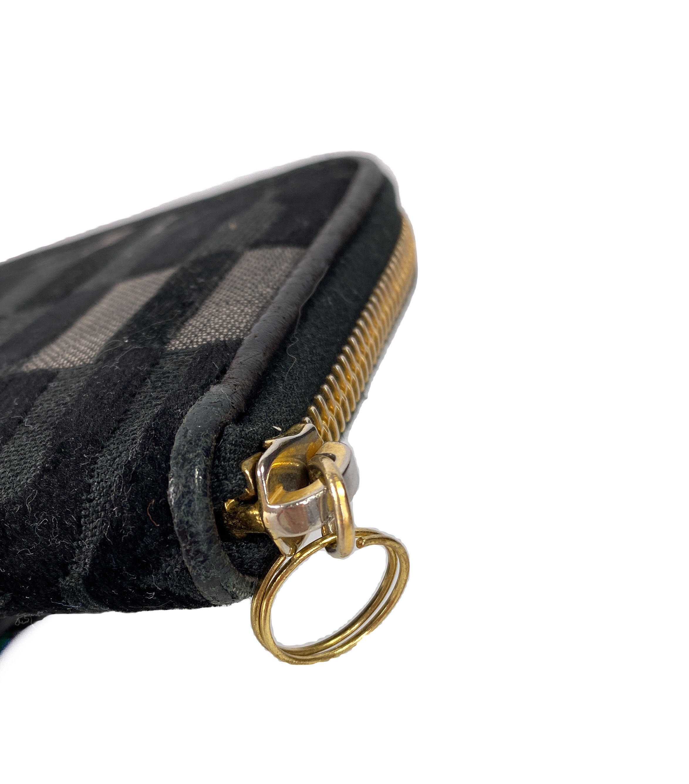 Miu Miu black leather and velour zip around wallet