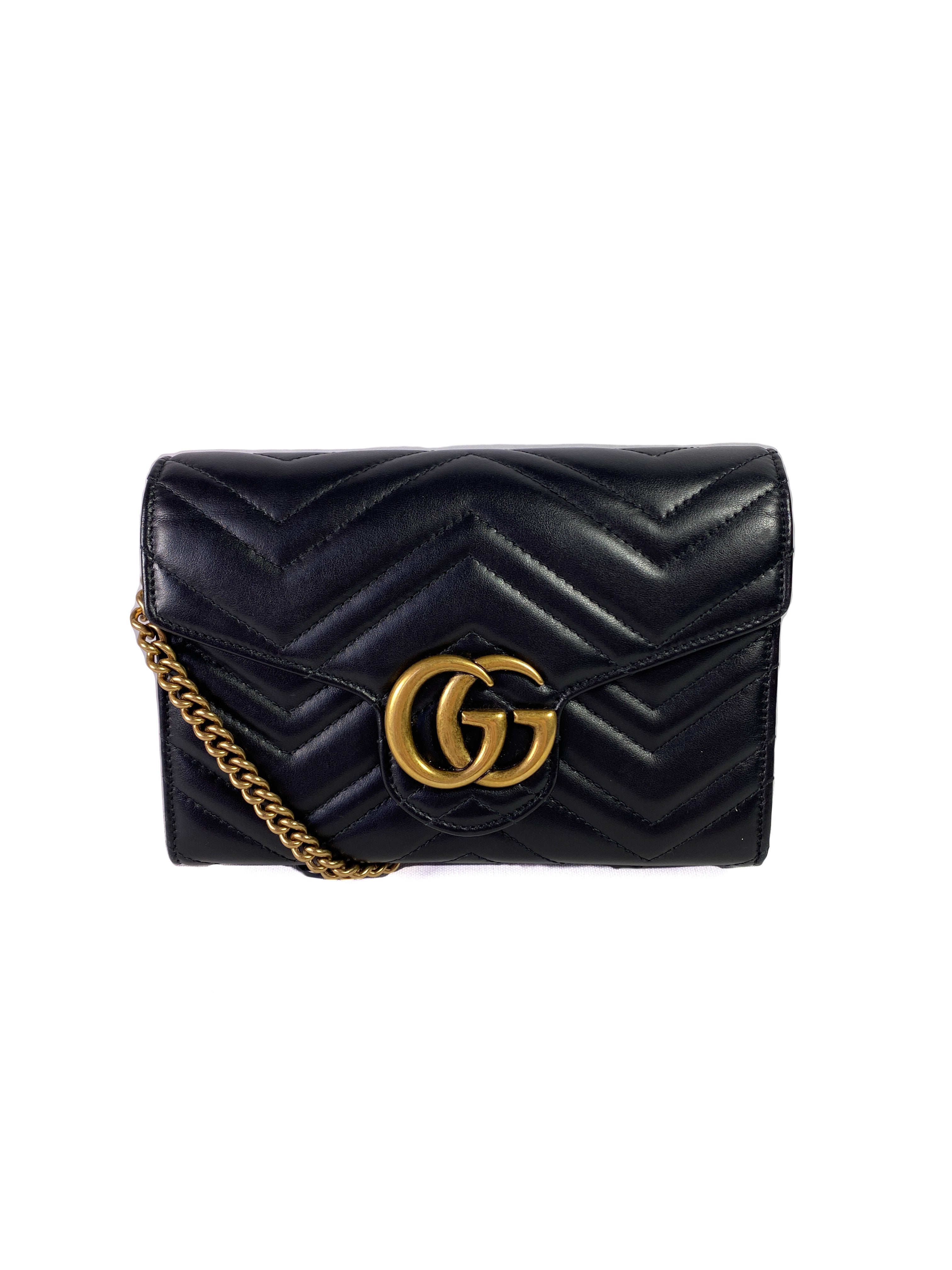 Gucci black Marmont matelassé leather crossbody