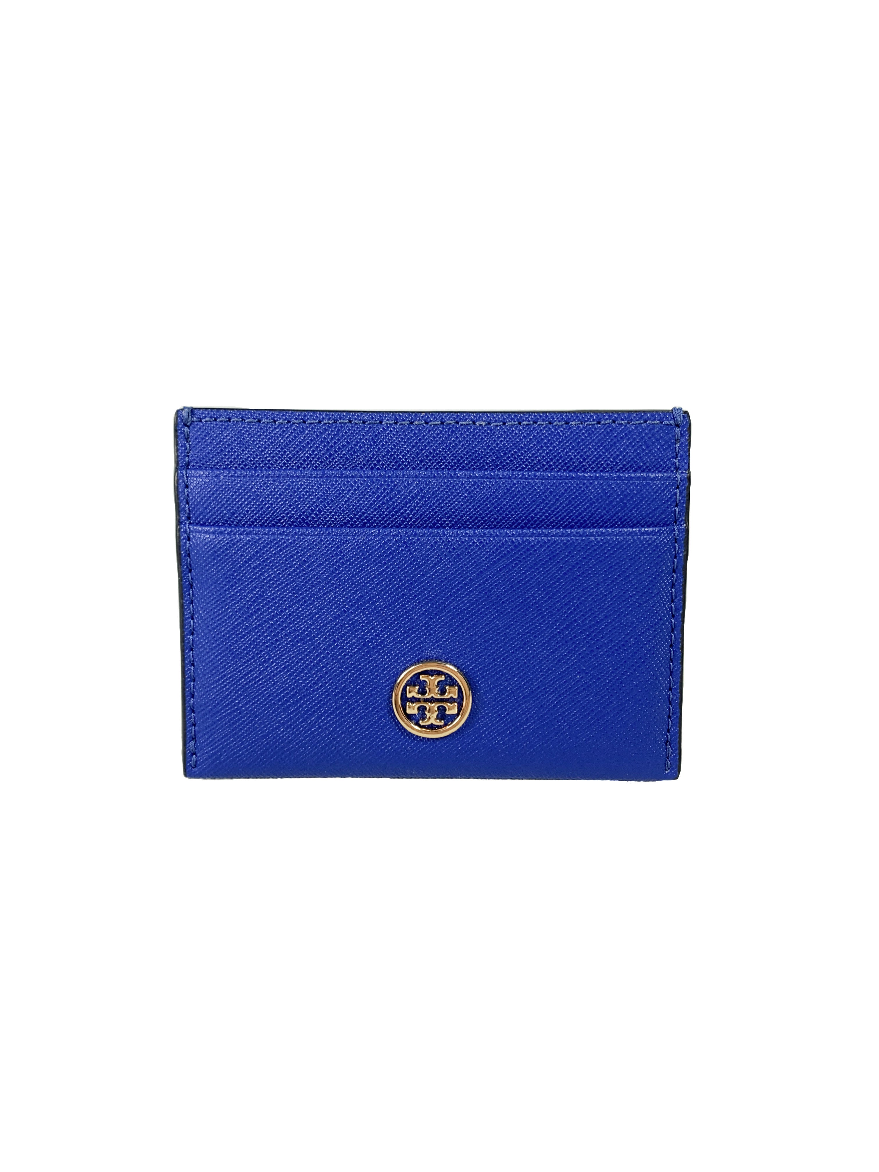 Tory Burch royal blue leather card holder