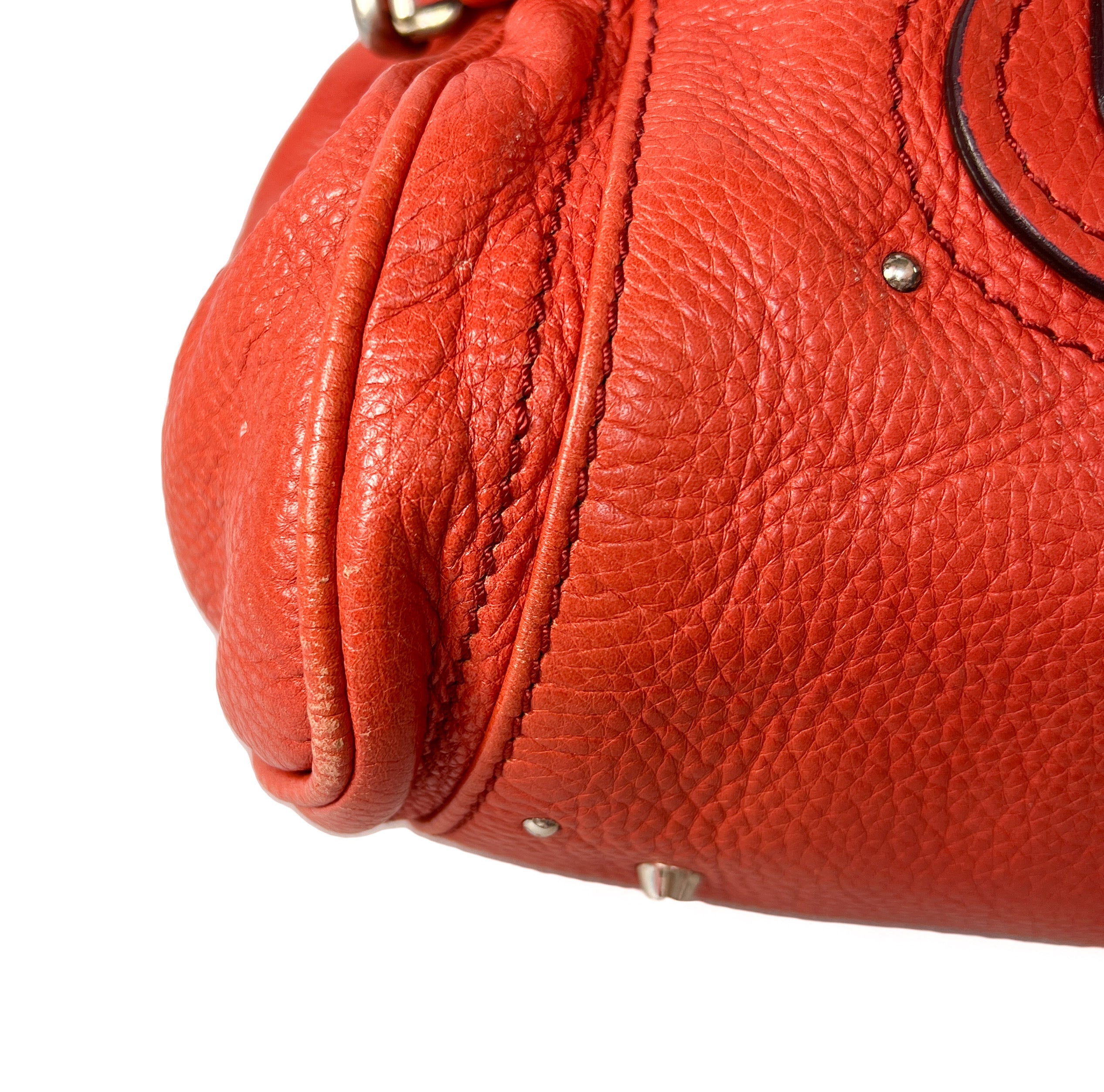 Chloe red orange leather paddington bag