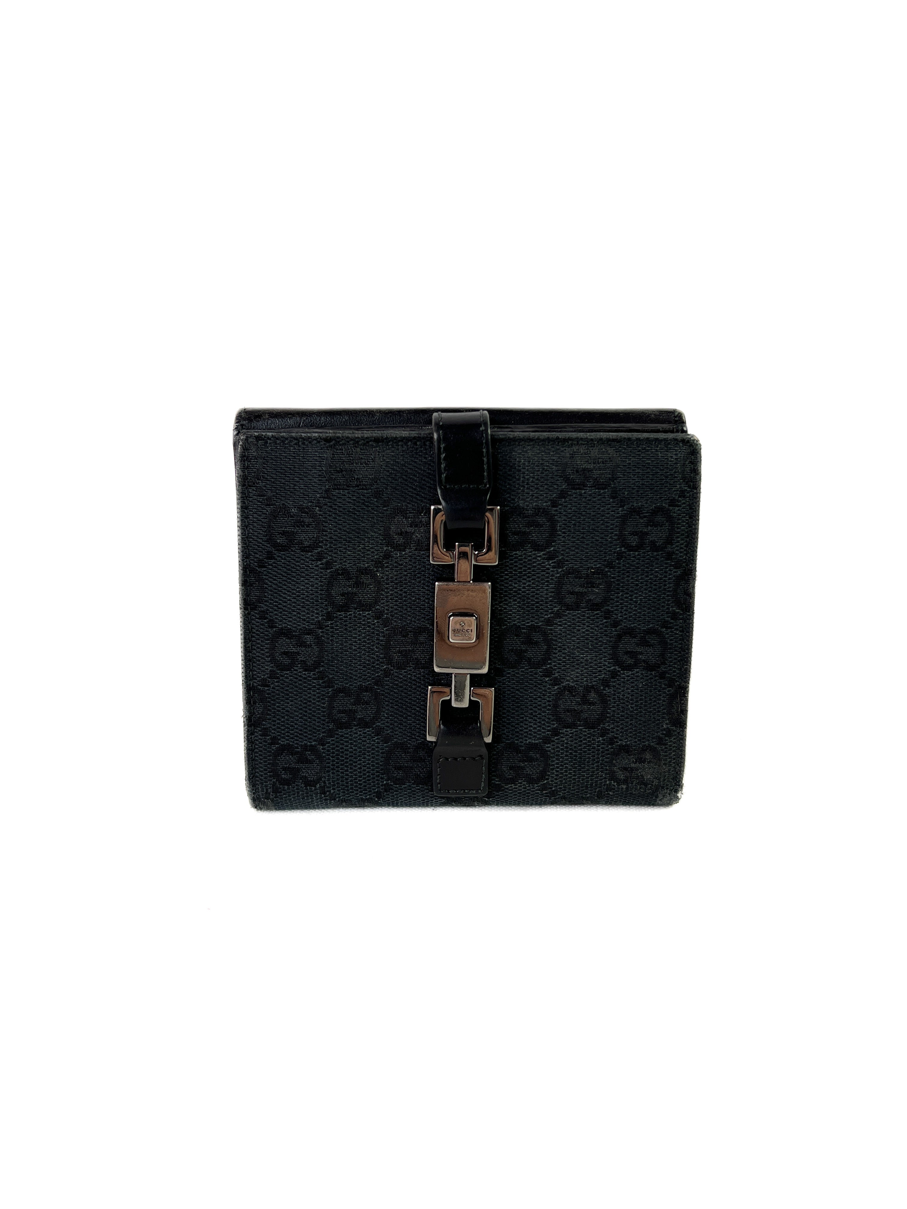 Gucci Monogram GG Piston Lock Compact Wallet