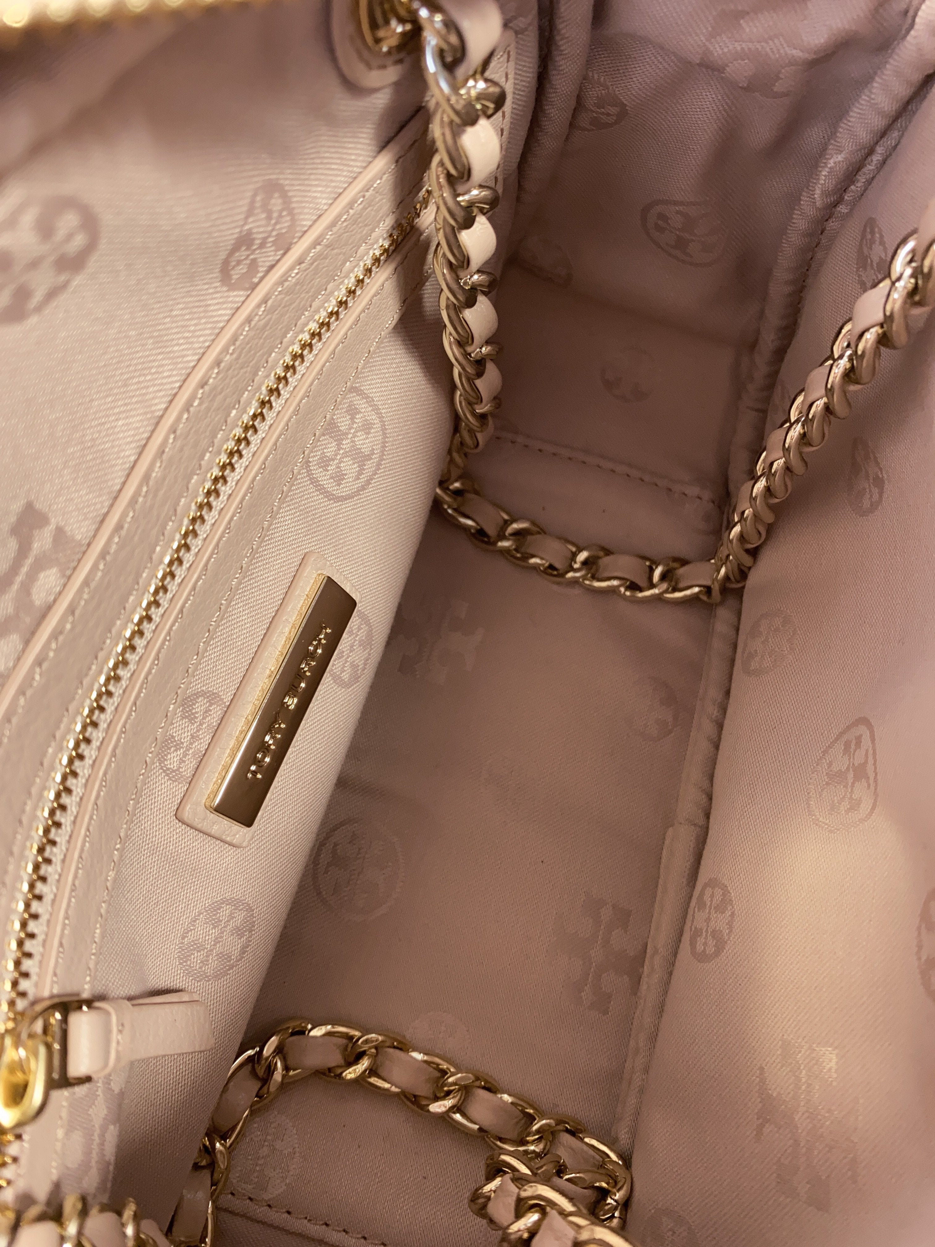 Tory Burch blush pink leather convertible bag