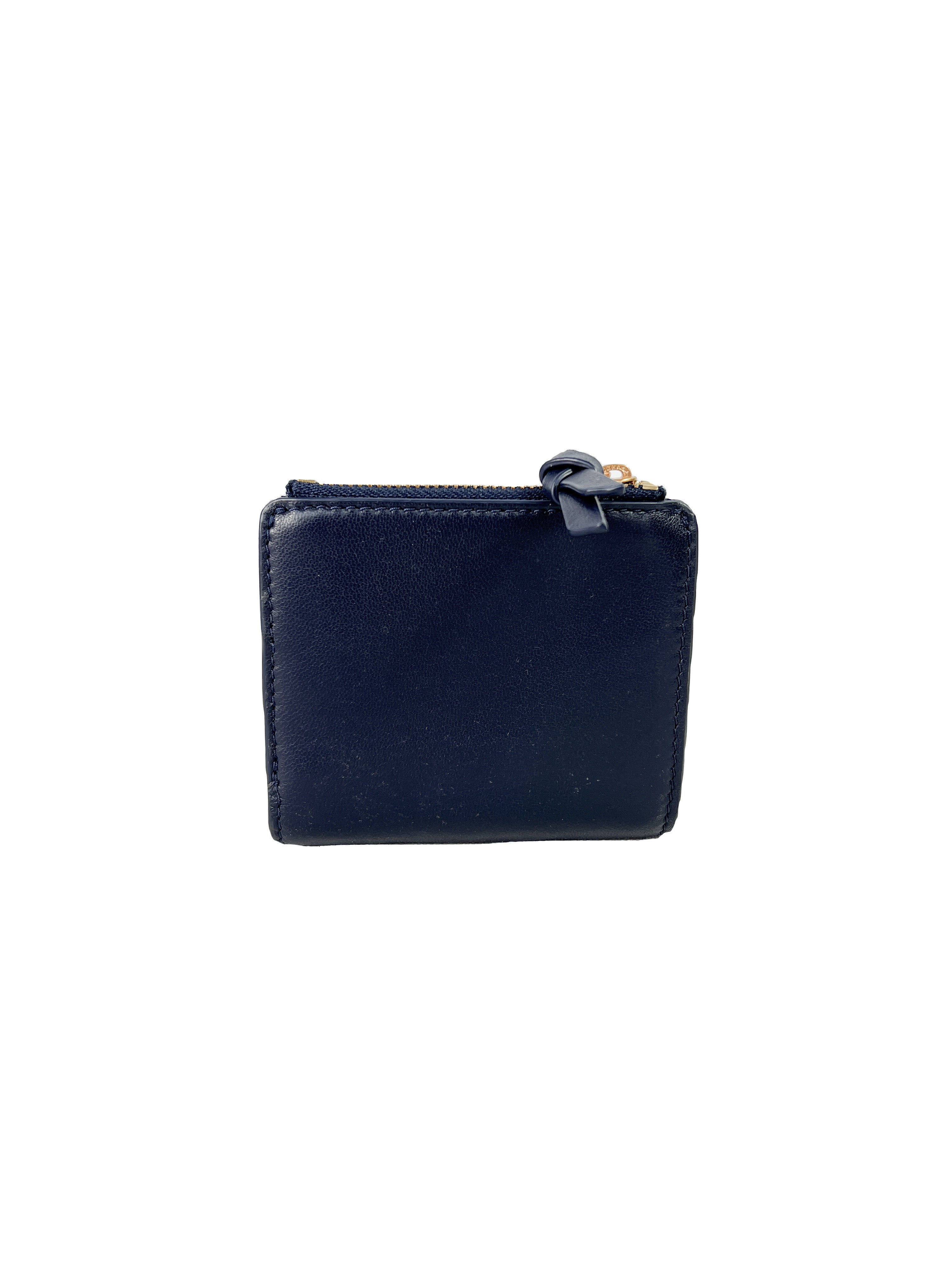 Tory Burch navy leather small wallet
