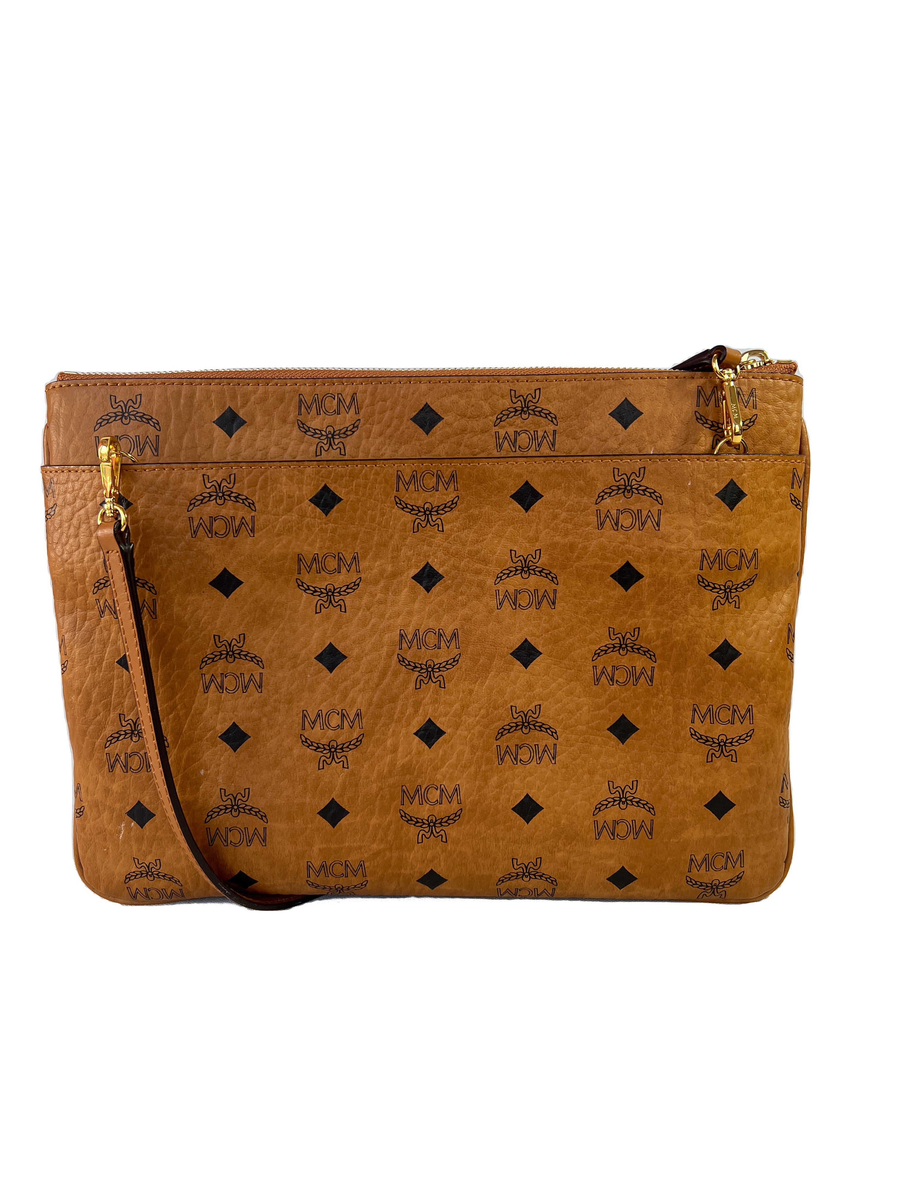 MCM brown visetos slim pouch crossbody
