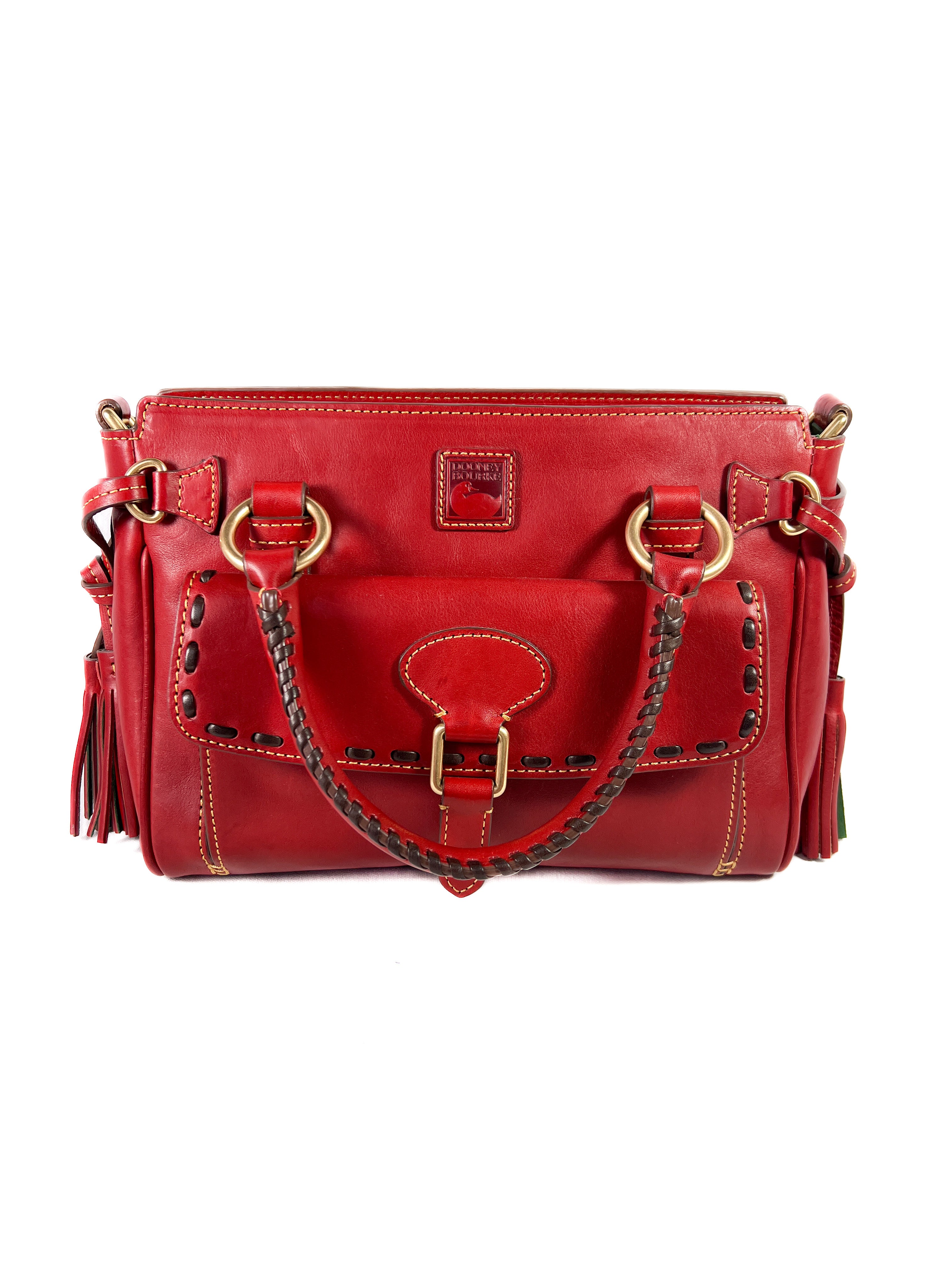 Dooney & Bourke red leather medium pocket satchel NWT