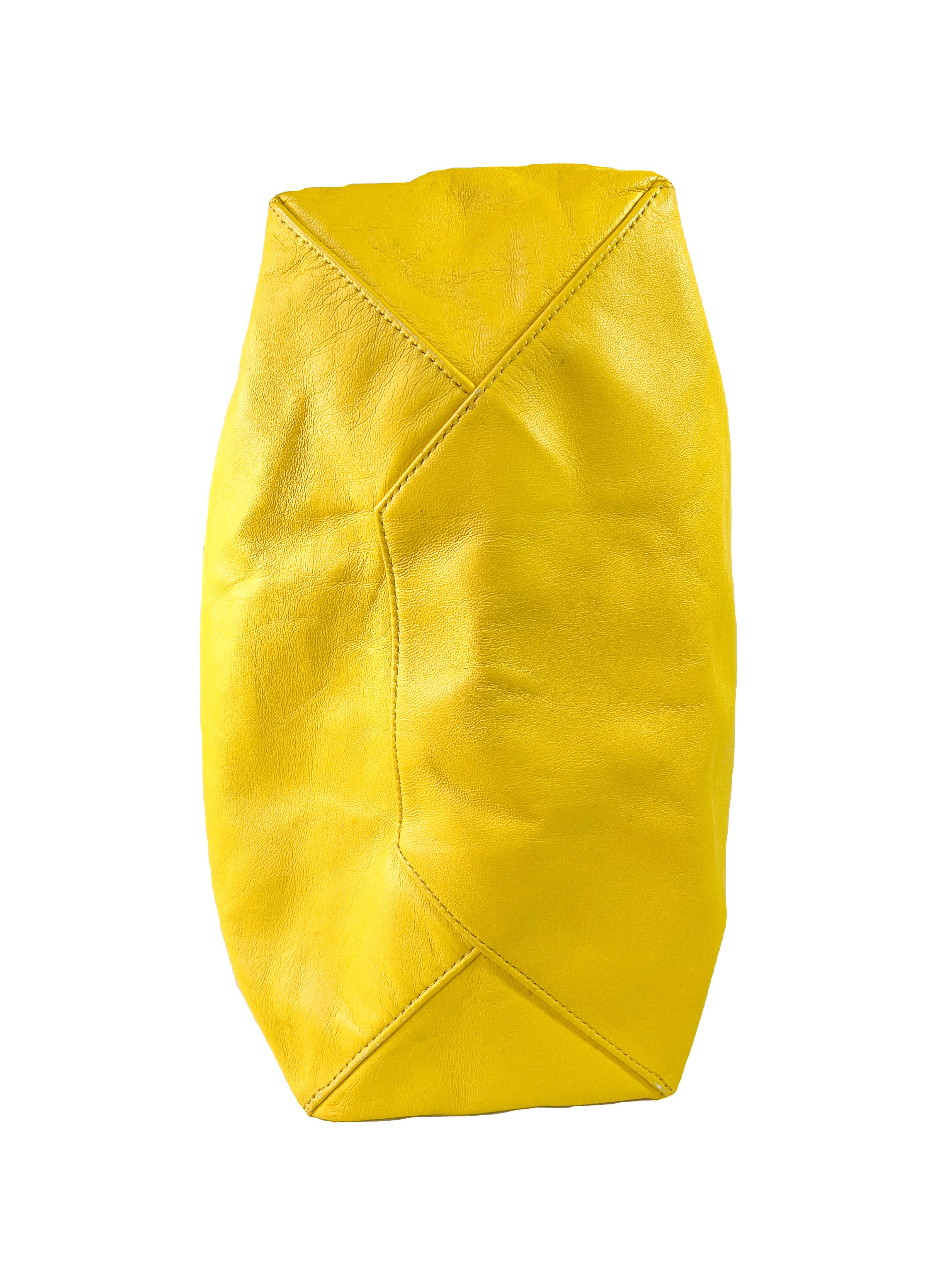 Celine yellow leather vertical Cabas tote