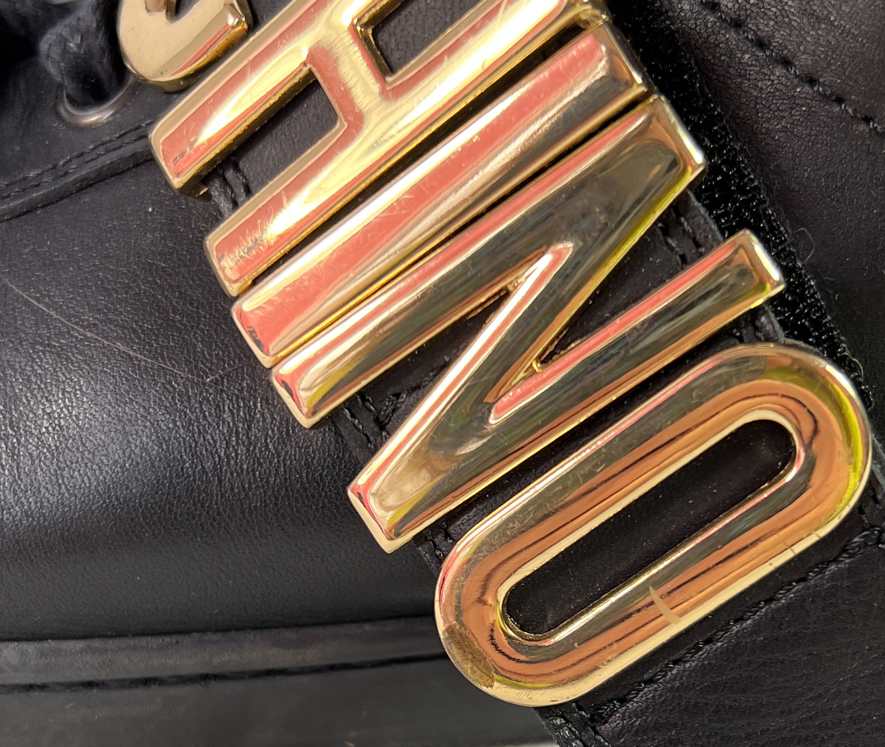 Moschino black leather high top sneakers size 40