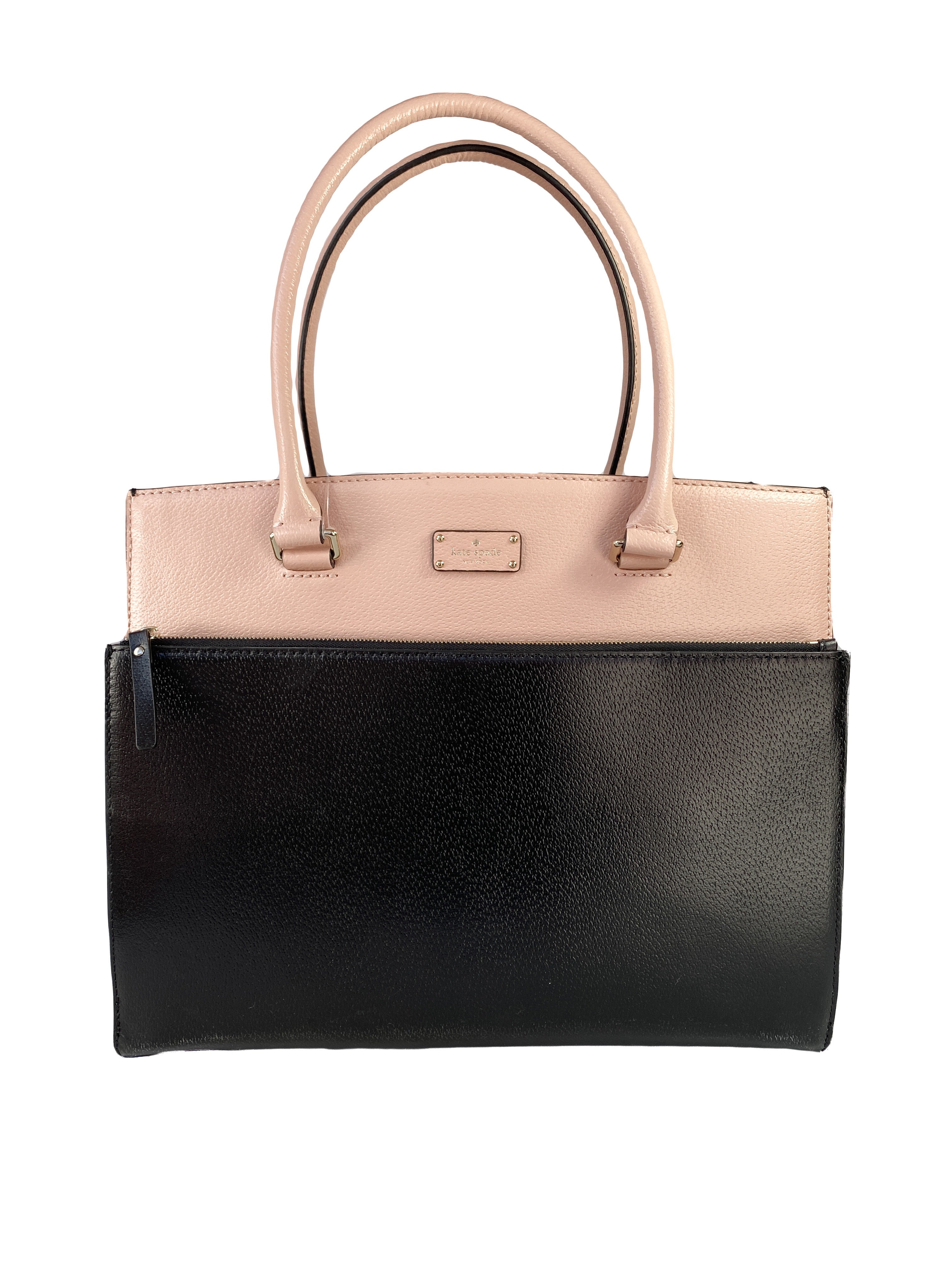Kate Spade pink and black leather Grove Street tote NWT